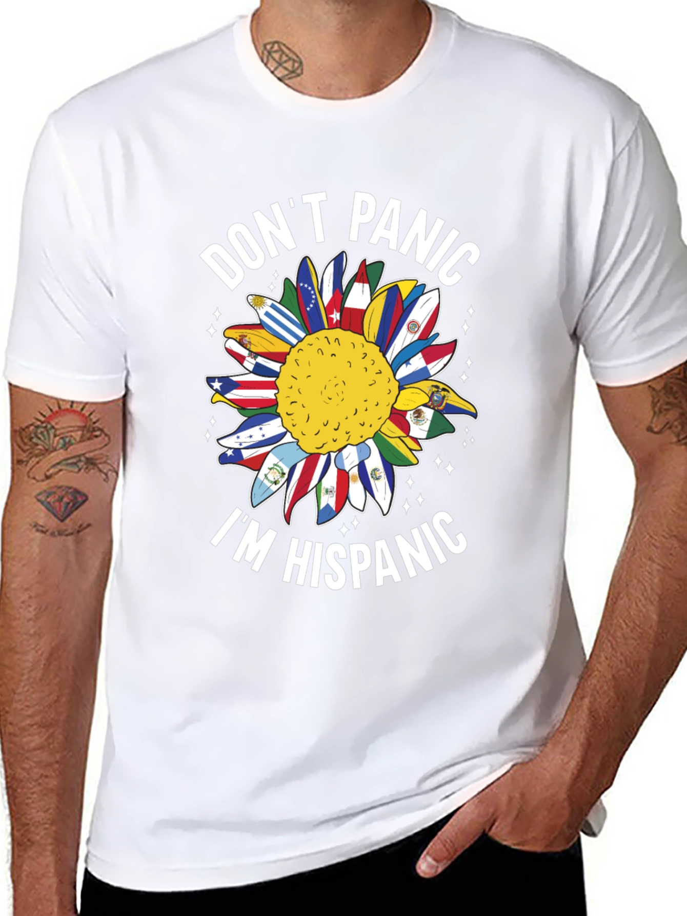 Dont Panic Im Hispanic Sunflower T-Shirt