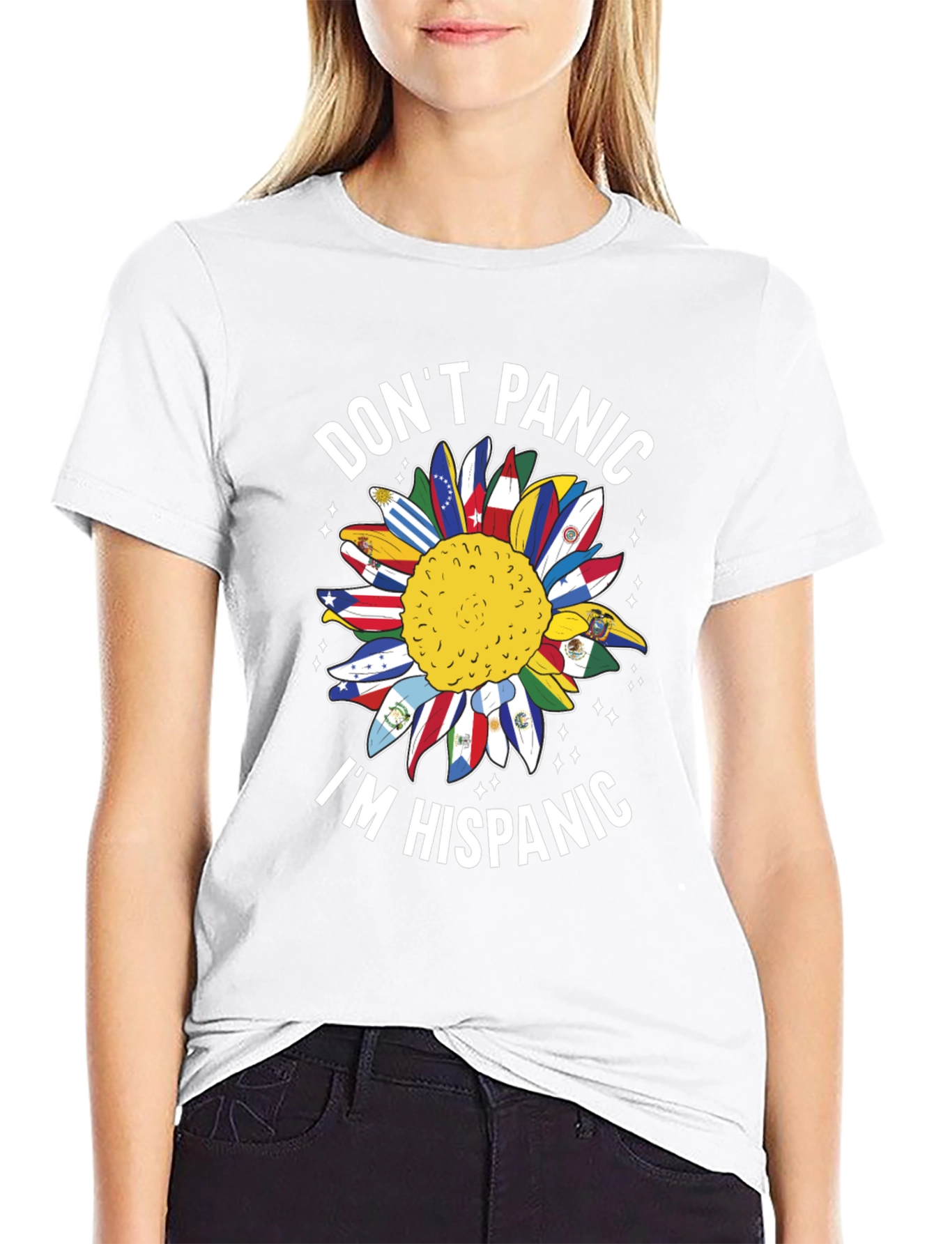 Dont Panic Im Hispanic Sunflower T-Shirt