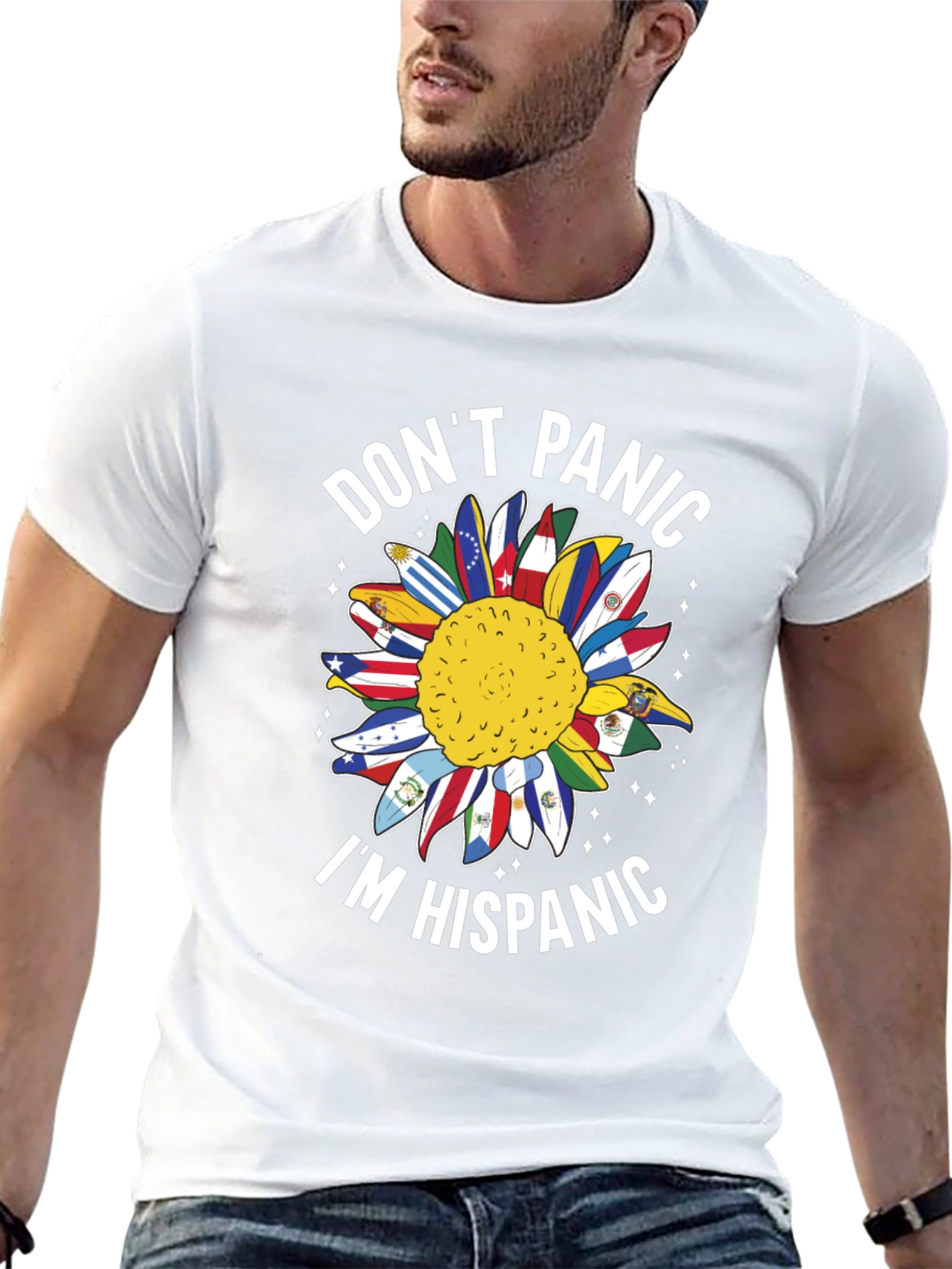 Dont Panic Im Hispanic Sunflower T-Shirt