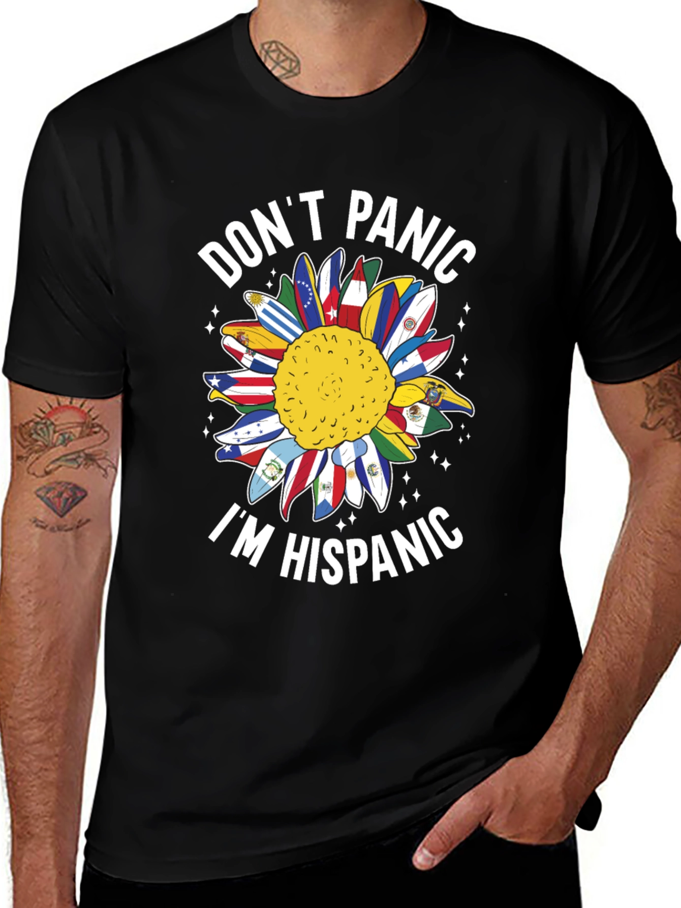 Dont Panic Im Hispanic Sunflower T-Shirt