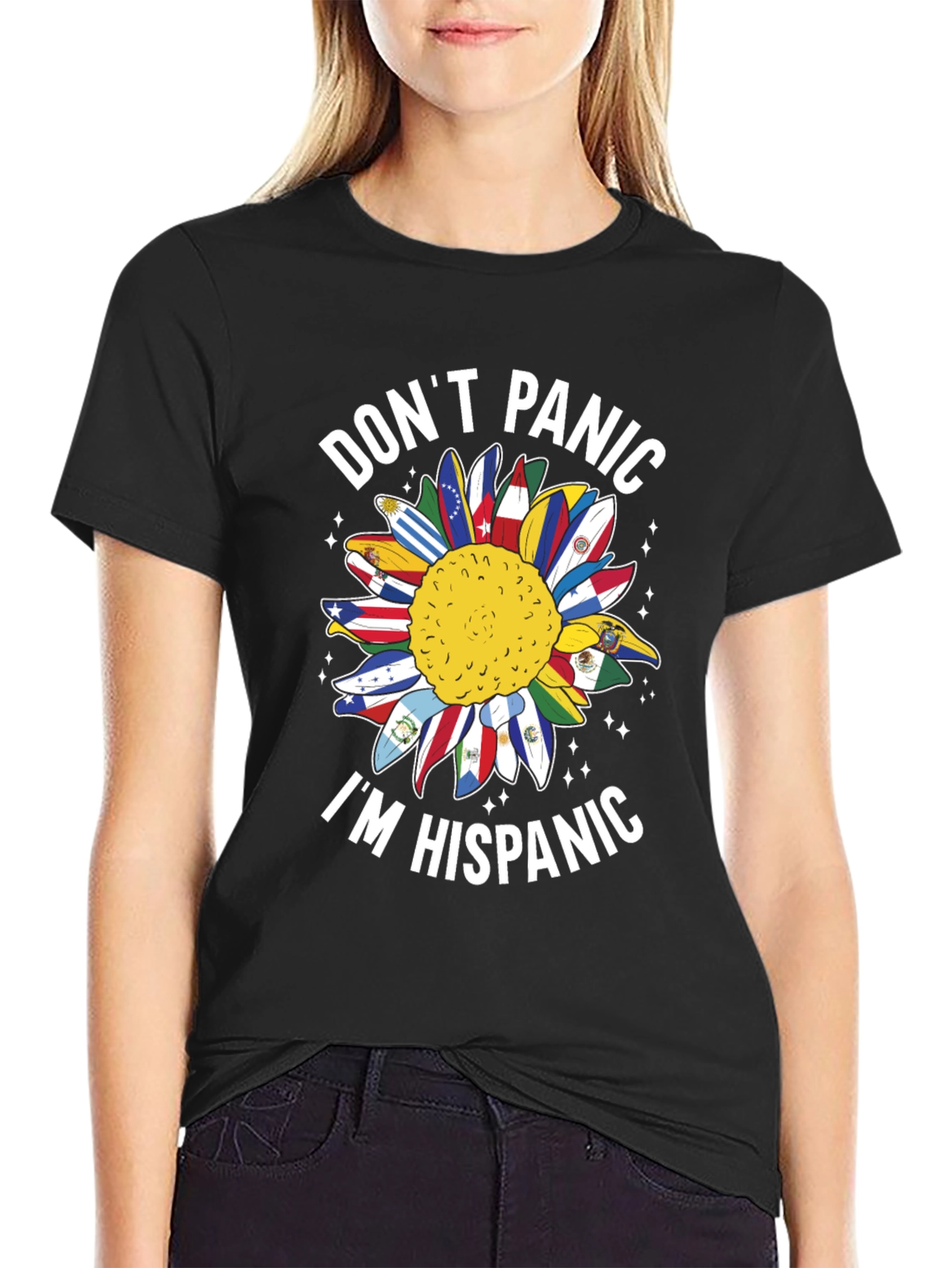 Dont Panic Im Hispanic Sunflower T-Shirt