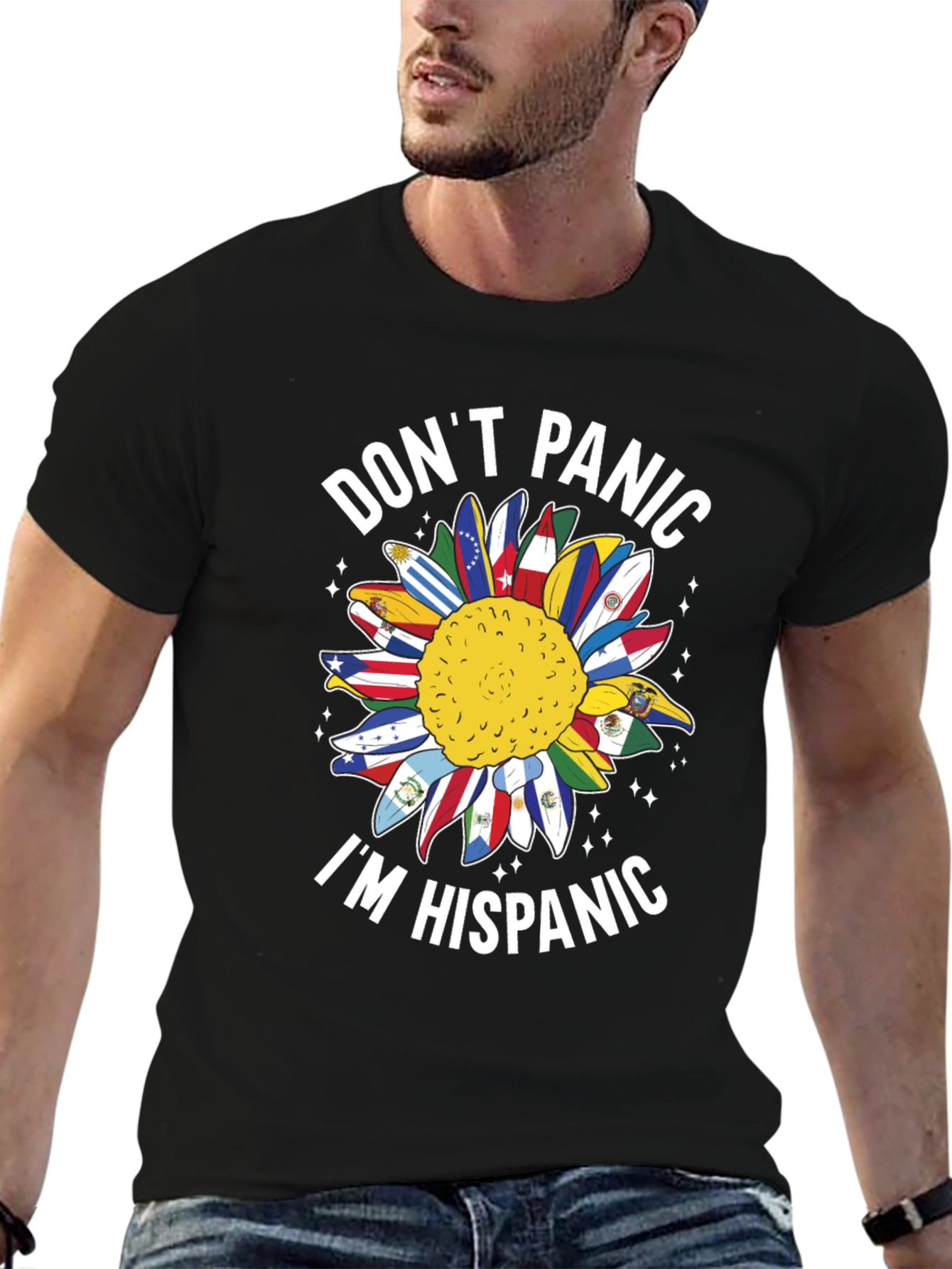 Dont Panic Im Hispanic Sunflower T-Shirt