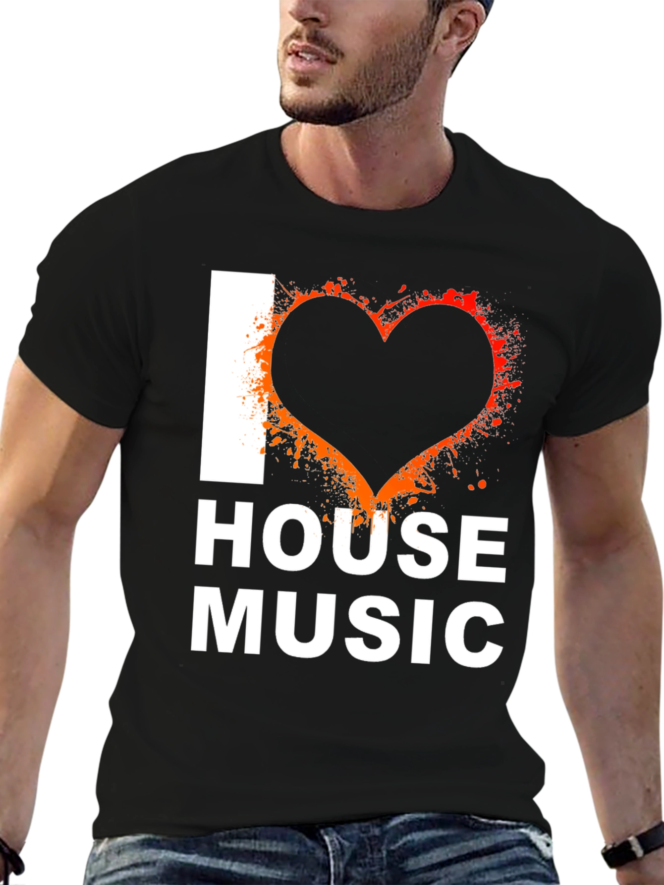 I Love House Music Graphic Tee - Black