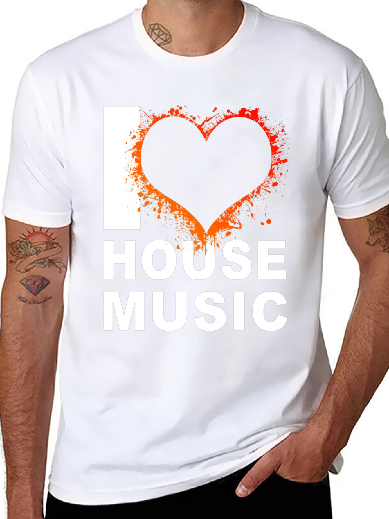 I Love House Music Graphic Tee - Black
