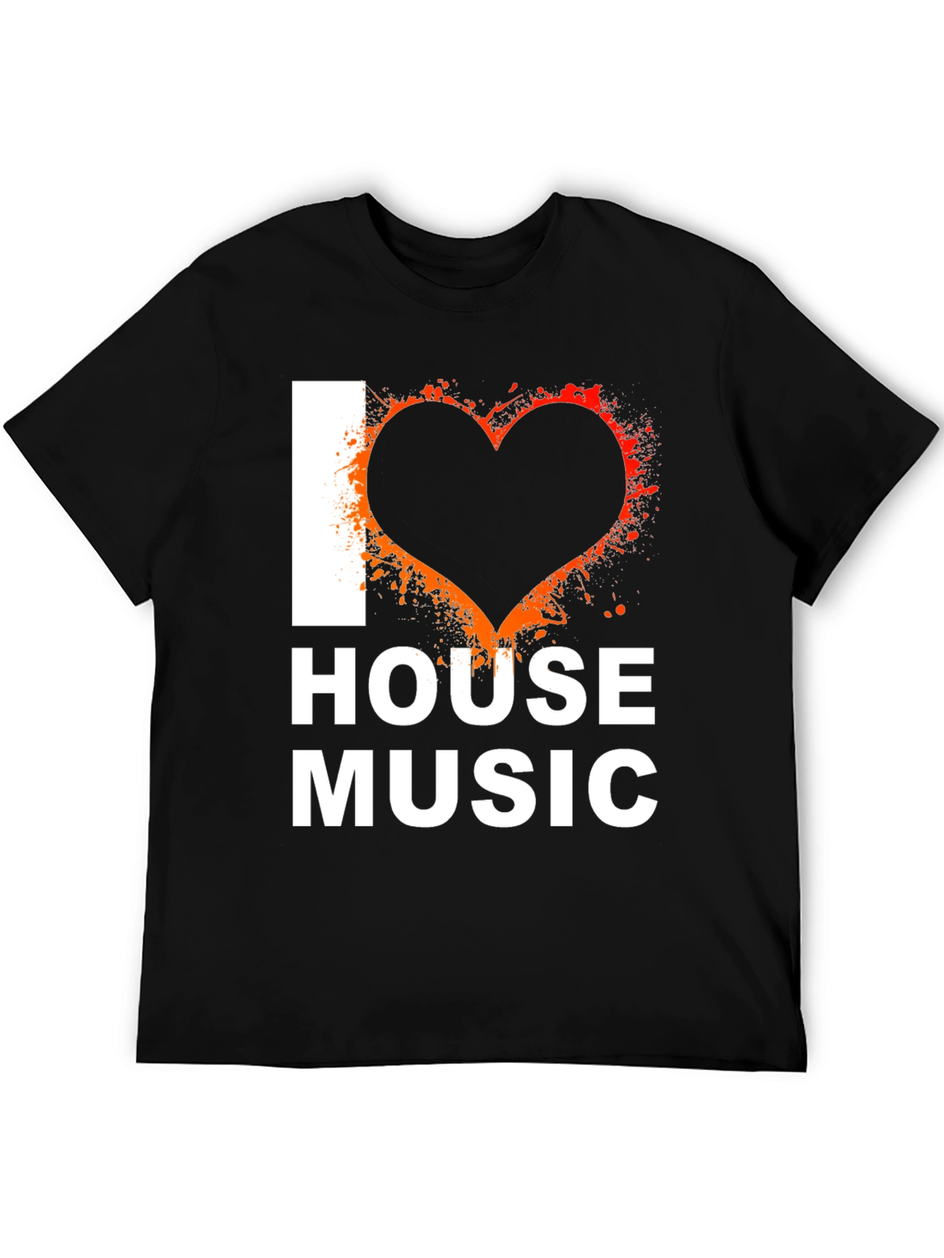 I Love House Music Graphic Tee - Black