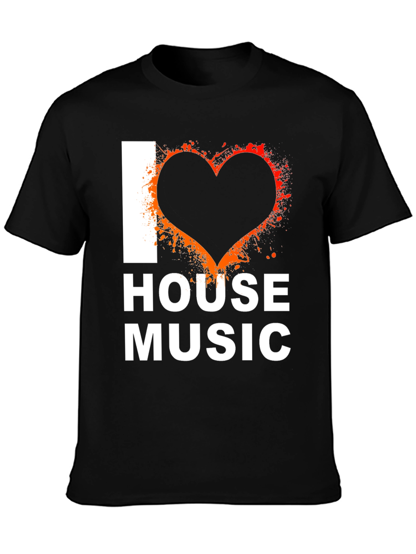 I Love House Music Graphic Tee - Black