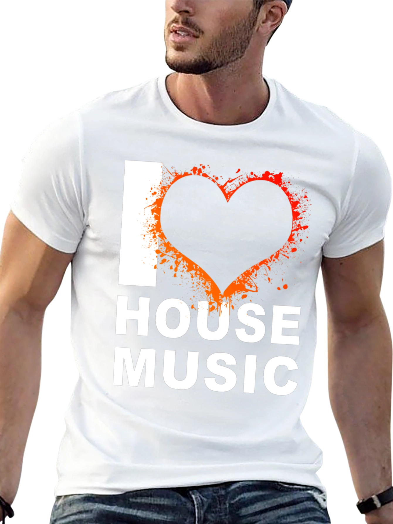 I Love House Music Graphic Tee - Black