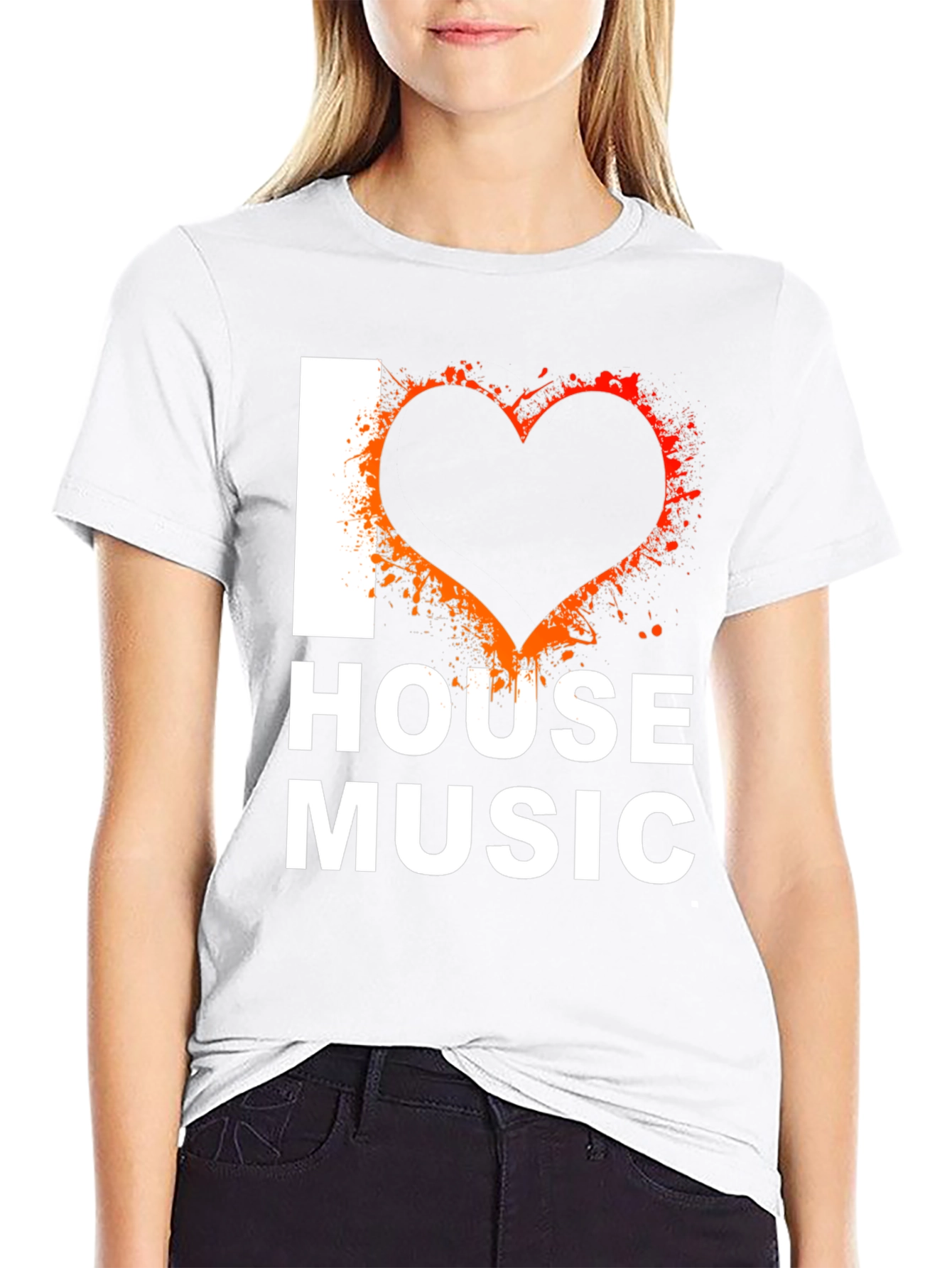 I Love House Music Graphic Tee - Black