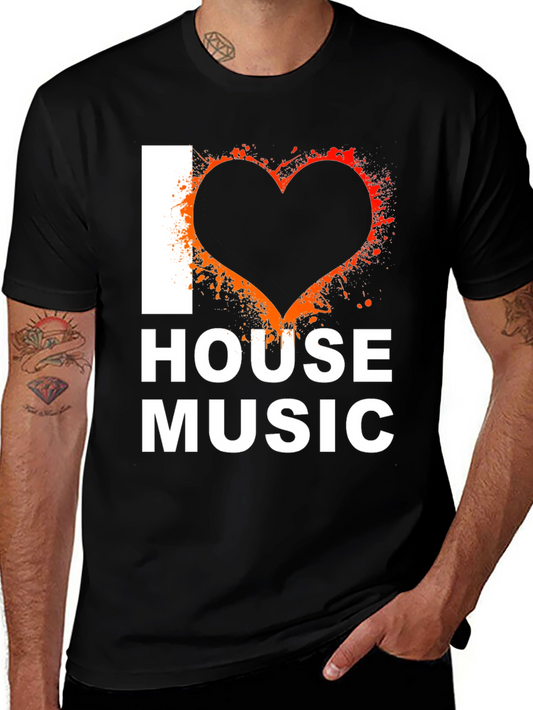 I Love House Music Graphic Tee - Black