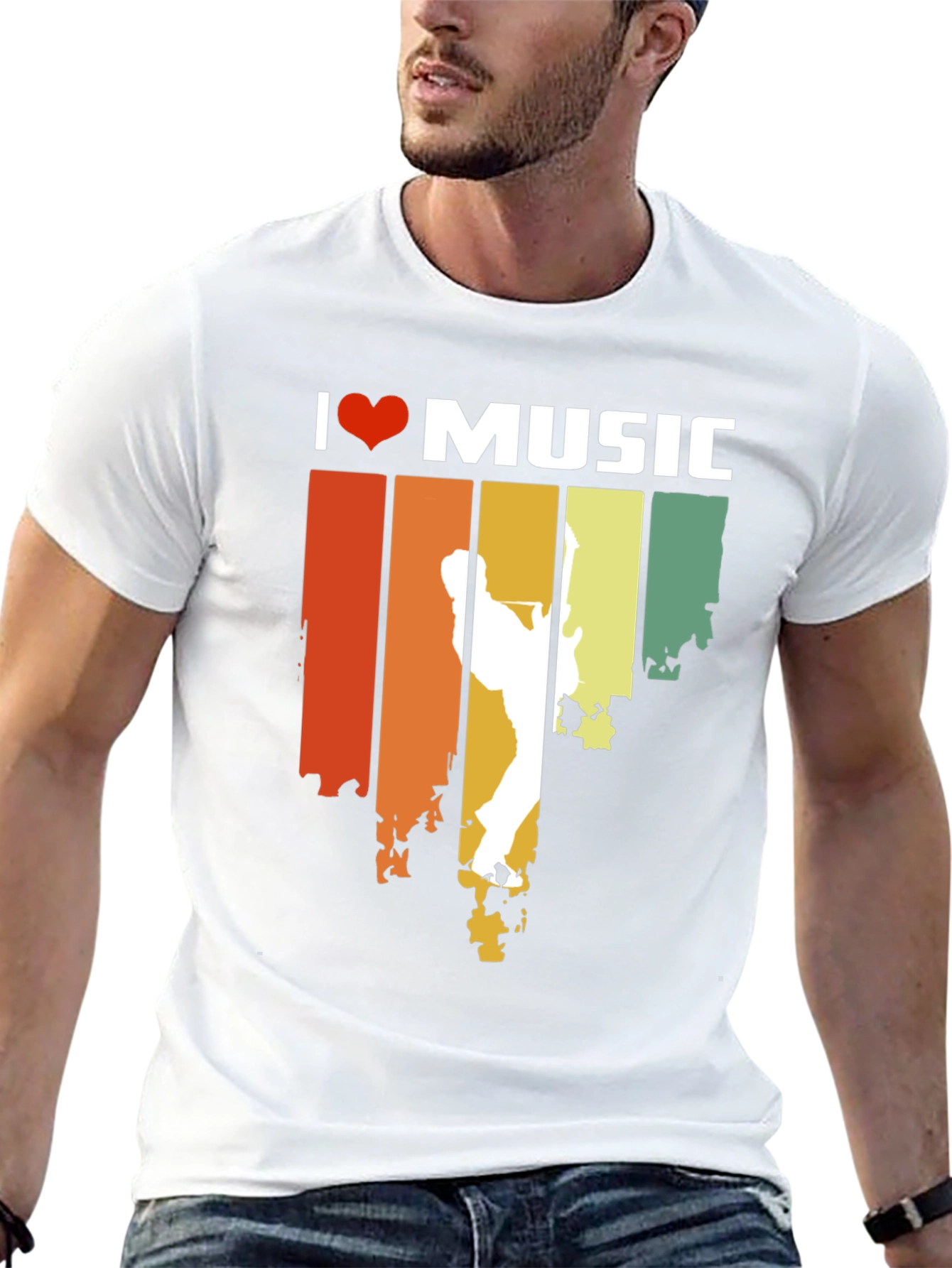 I Heart Music Retro Style Graphic T-Shirt