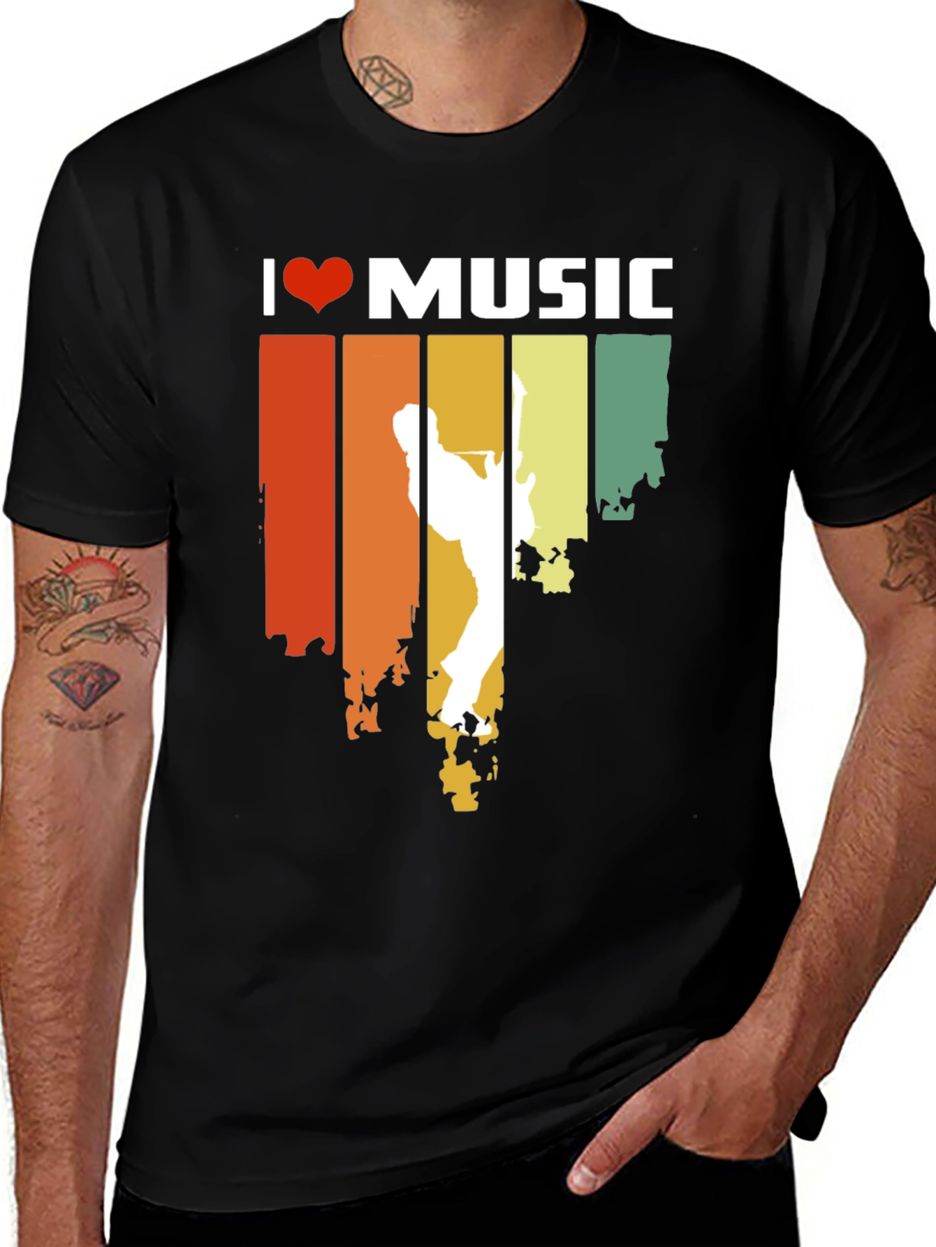 I Heart Music Retro Style Graphic T-Shirt