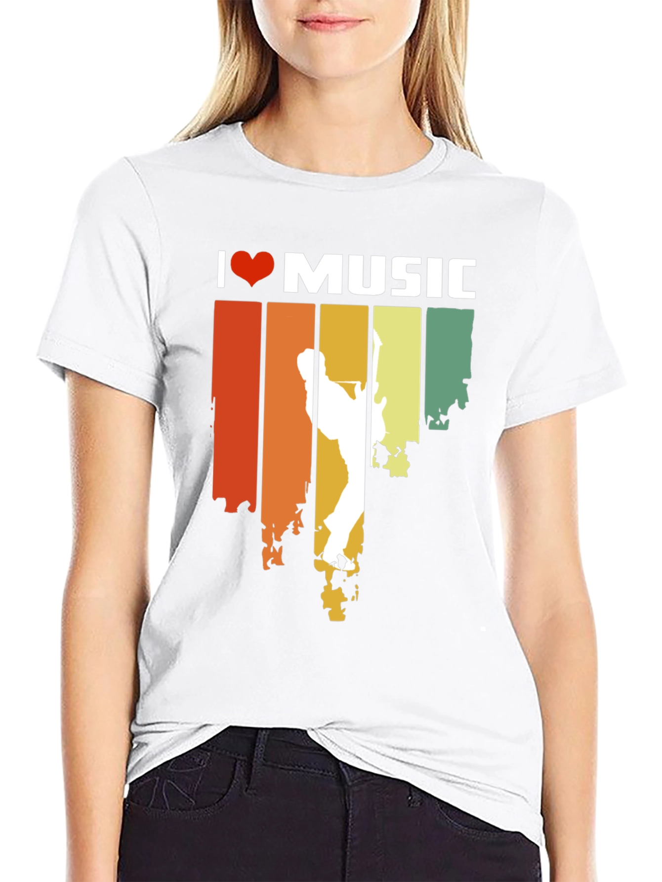 I Heart Music Retro Style Graphic T-Shirt
