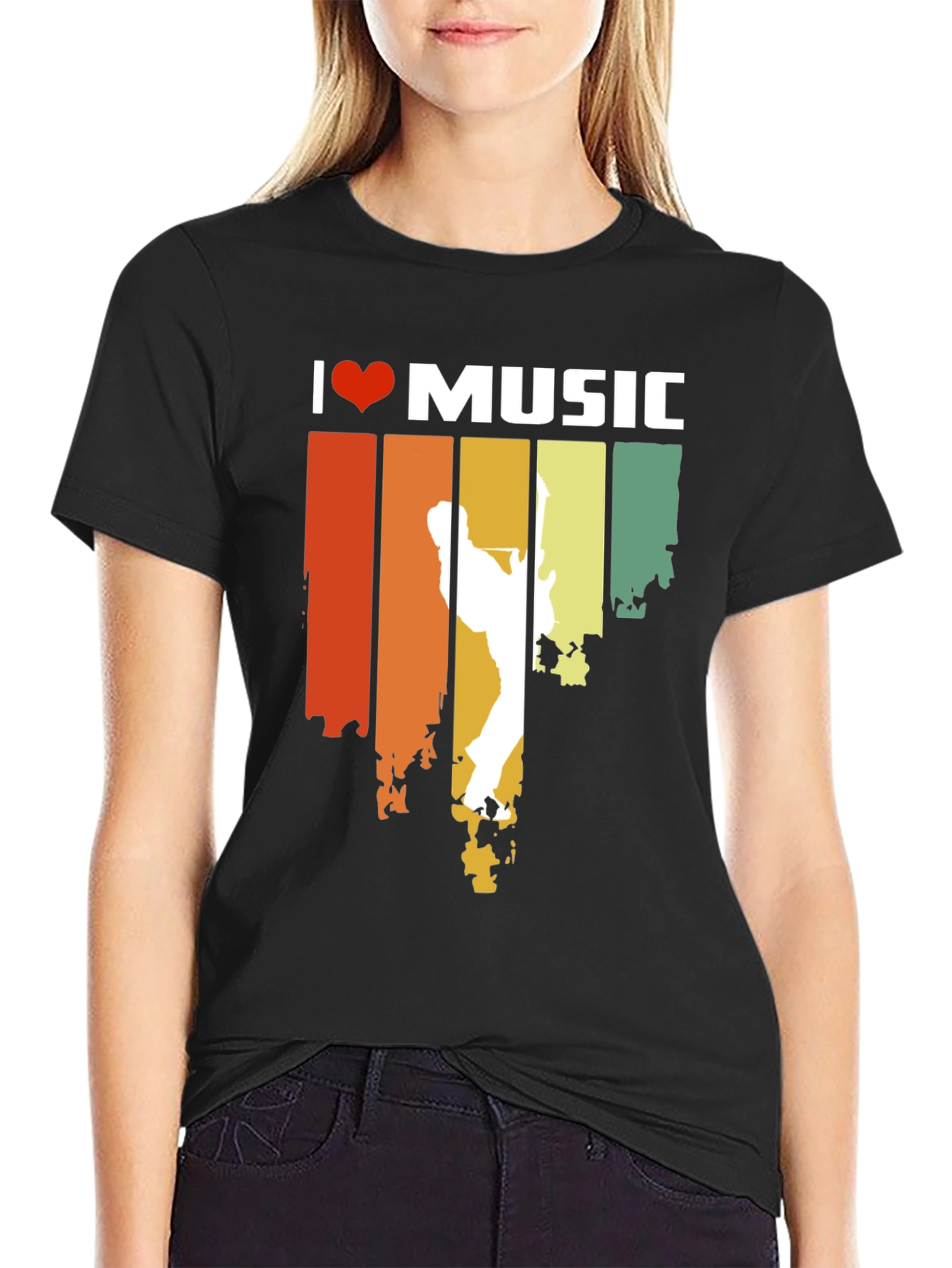 I Heart Music Retro Style Graphic T-Shirt