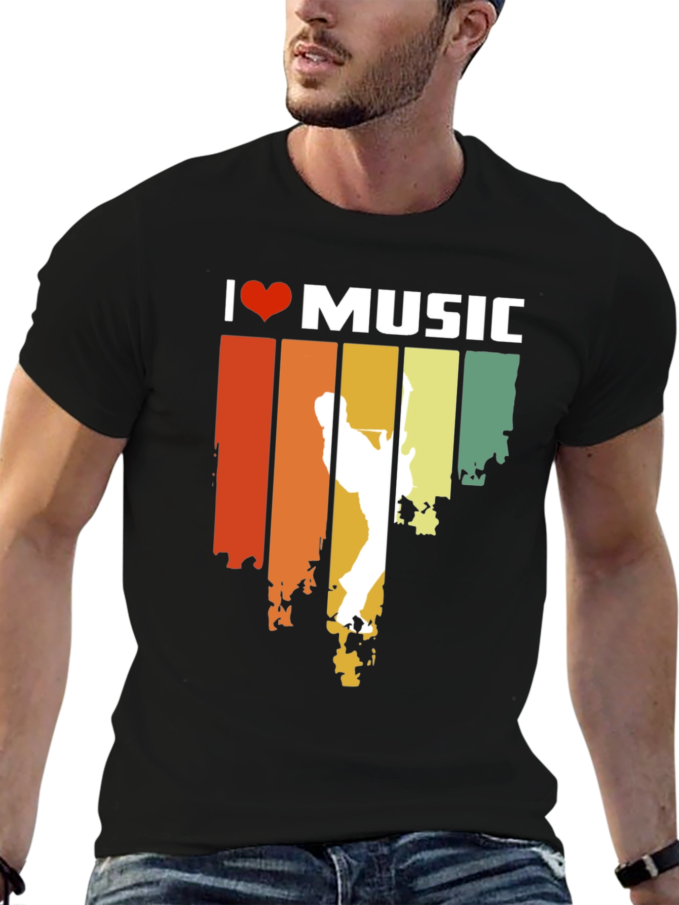 I Heart Music Retro Style Graphic T-Shirt