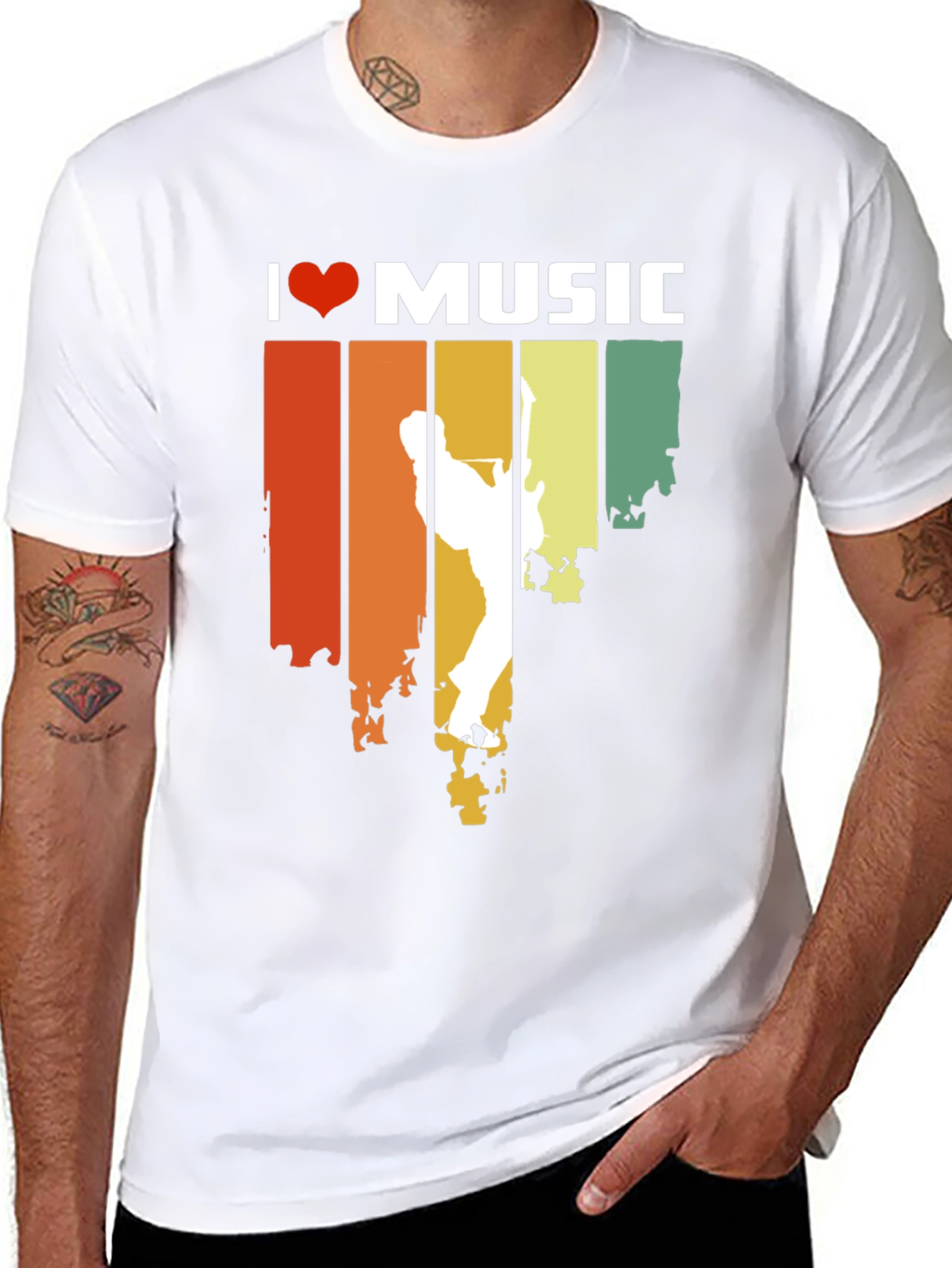 I Heart Music Retro Style Graphic T-Shirt