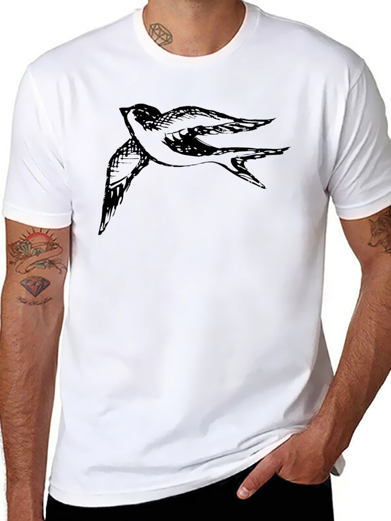 Black Bird Graphic Tee - Mens Casual T-Shirt
