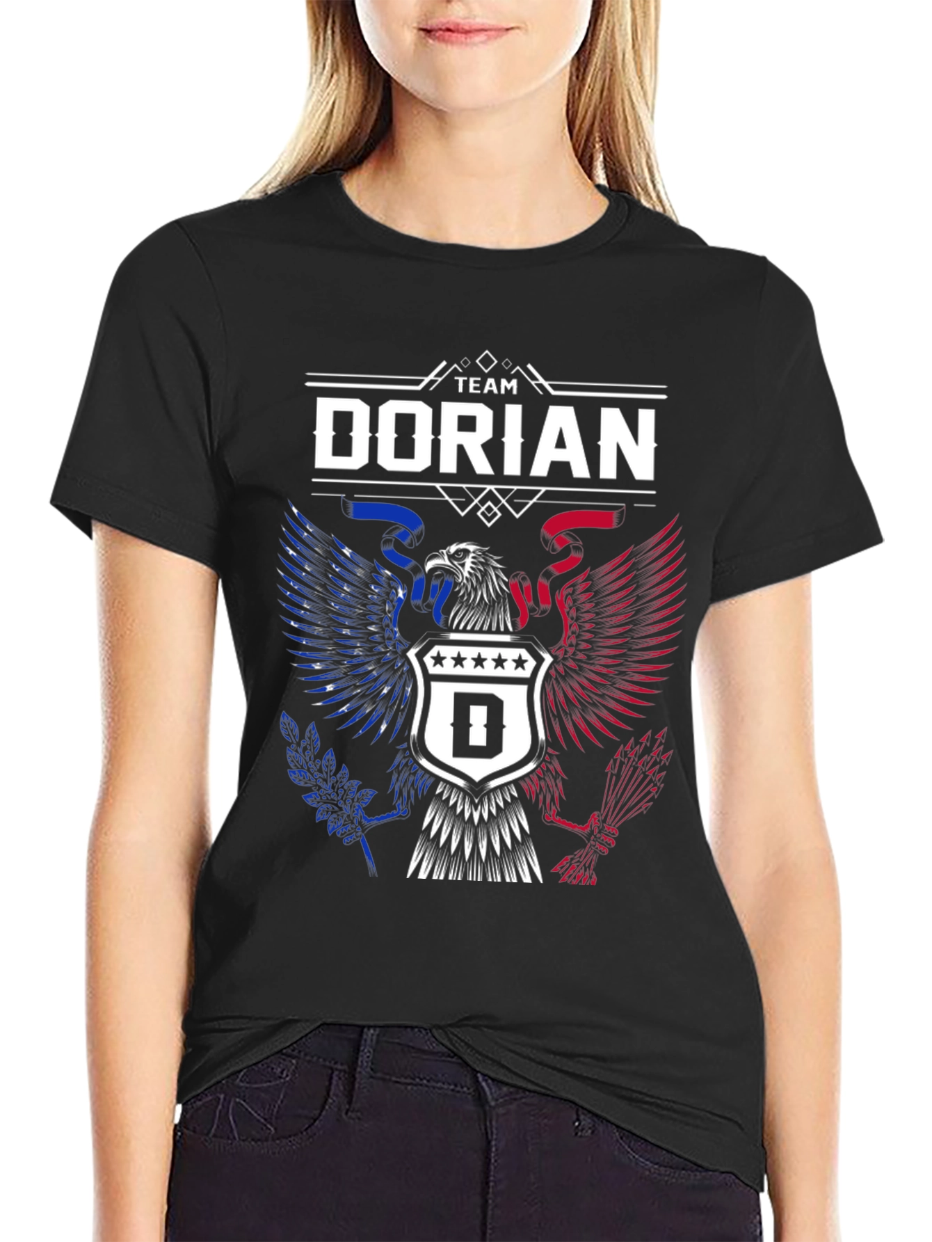 Team Dorian Patriotic Eagle Crest Graphic T-Shirt