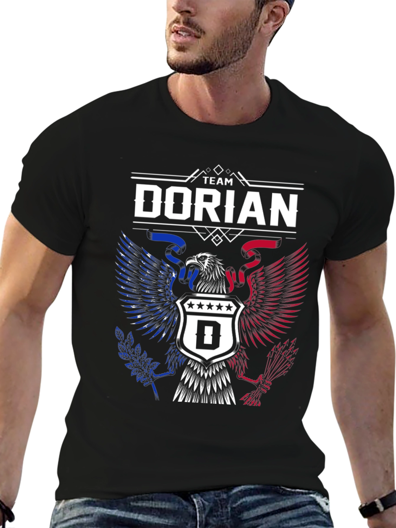 Team Dorian Patriotic Eagle Crest Graphic T-Shirt