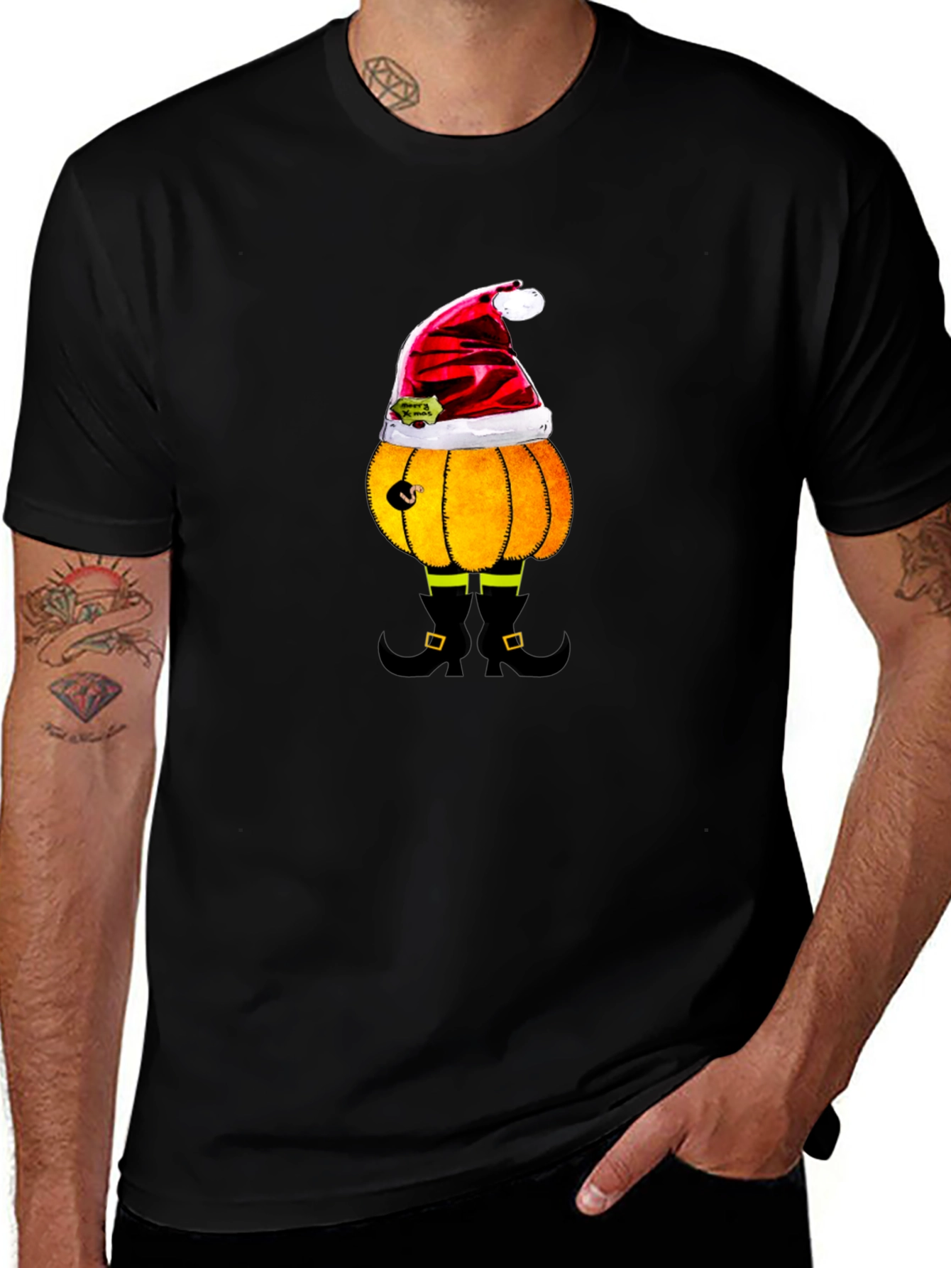 Festive Pumpkin Santa T-Shirt