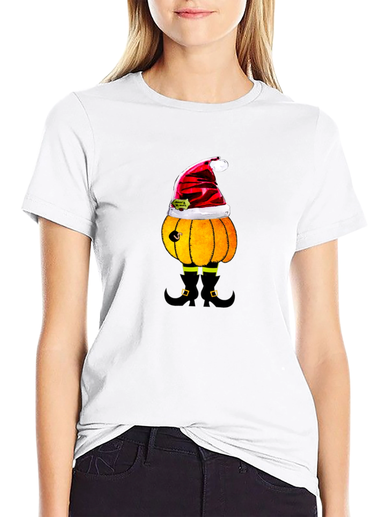 Festive Pumpkin Santa T-Shirt