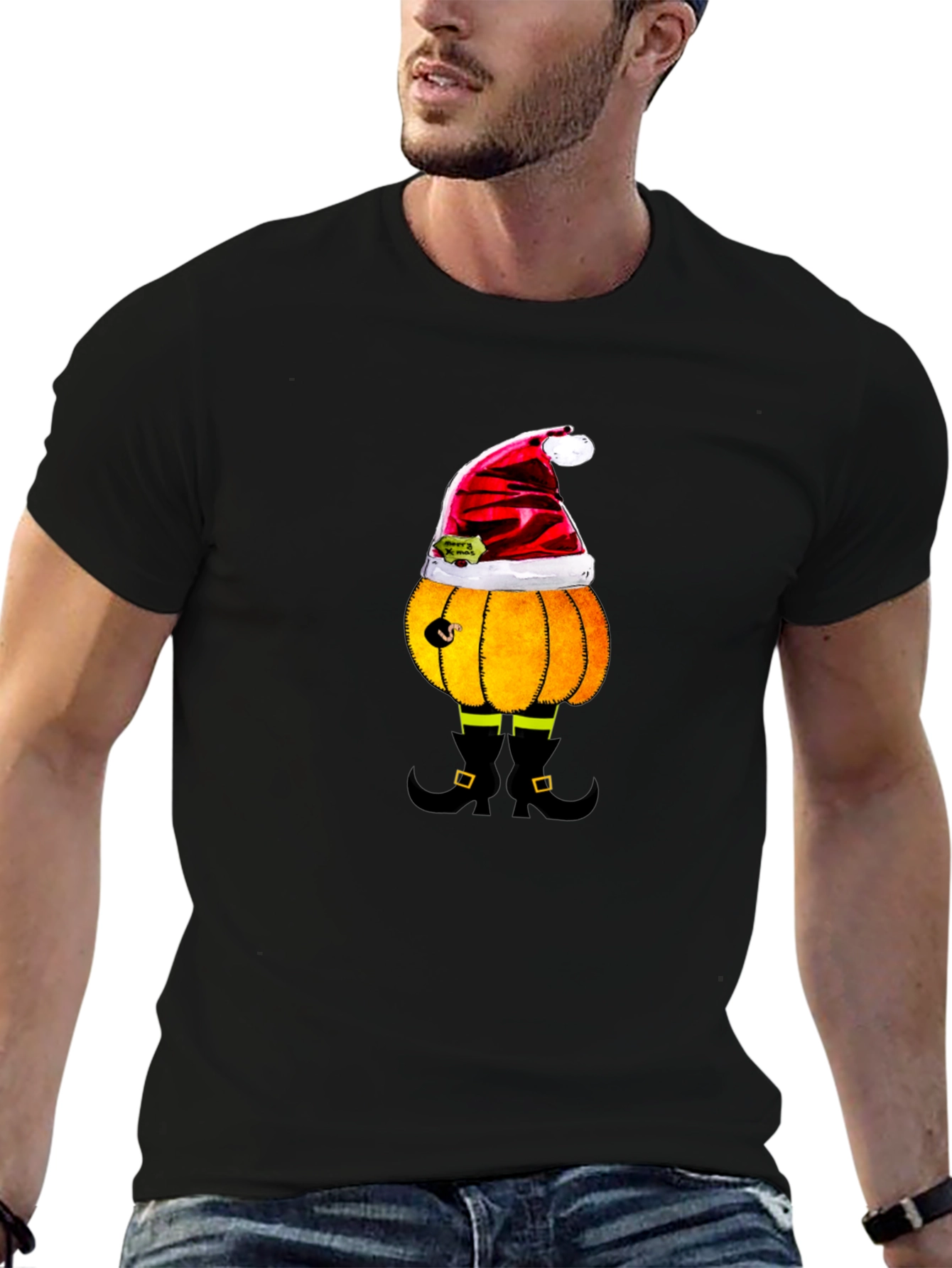 Festive Pumpkin Santa T-Shirt