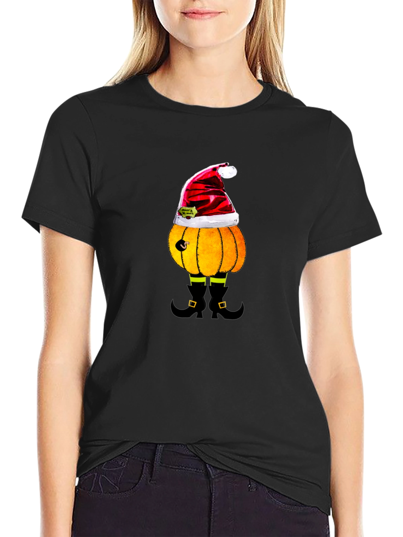 Festive Pumpkin Santa T-Shirt