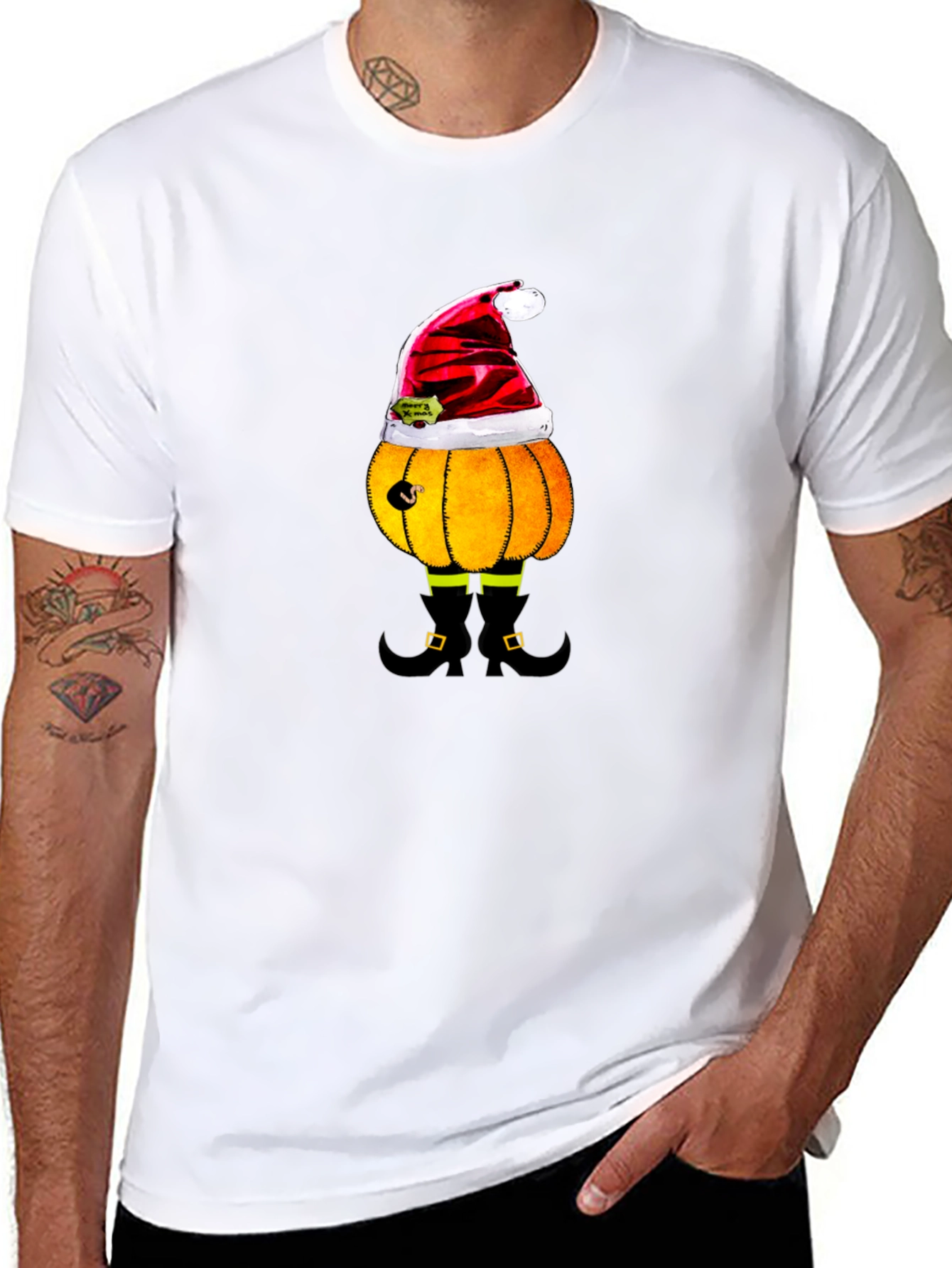 Festive Pumpkin Santa T-Shirt