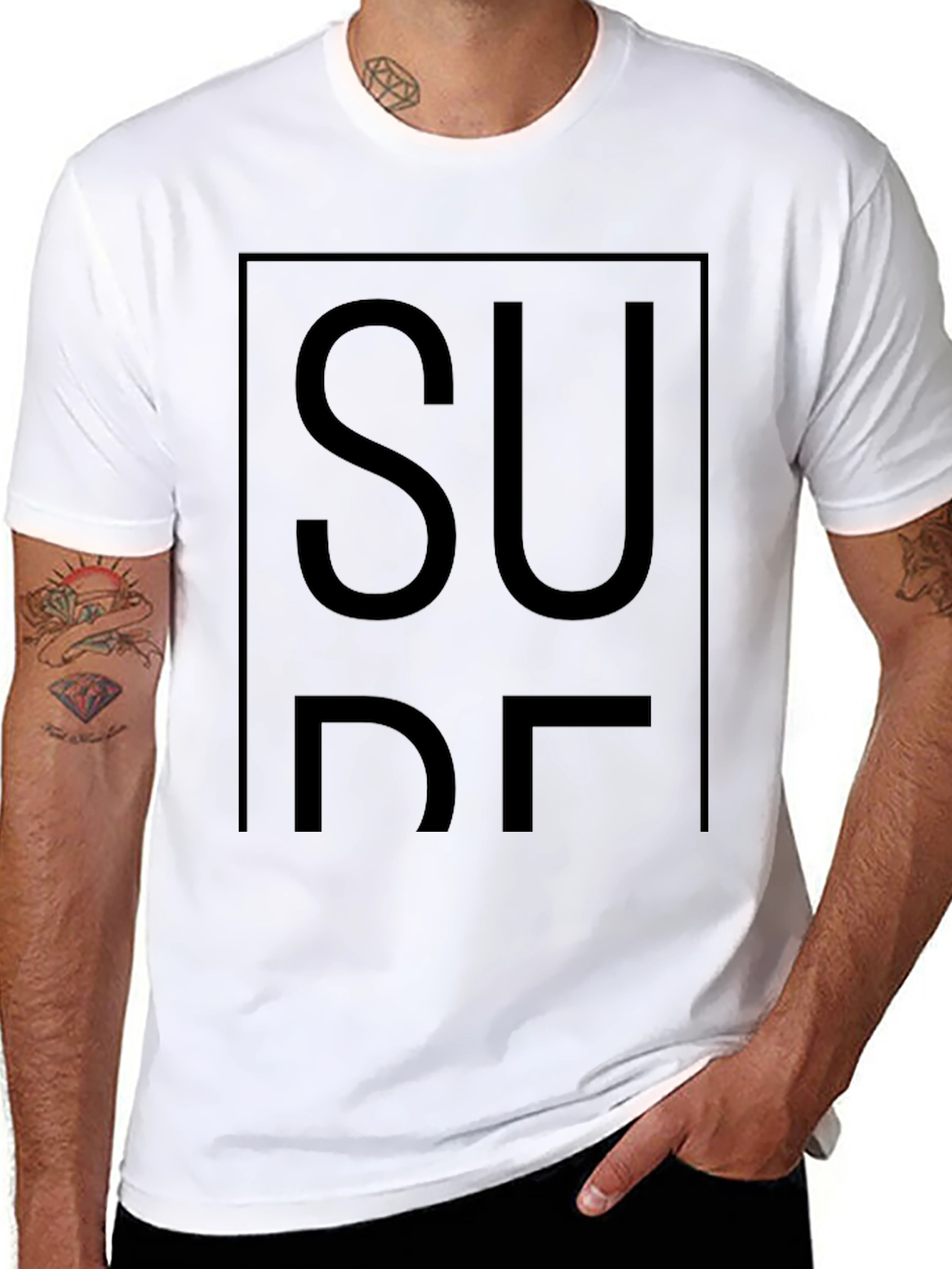 Minimalist Black T-Shirt with SU DE Design