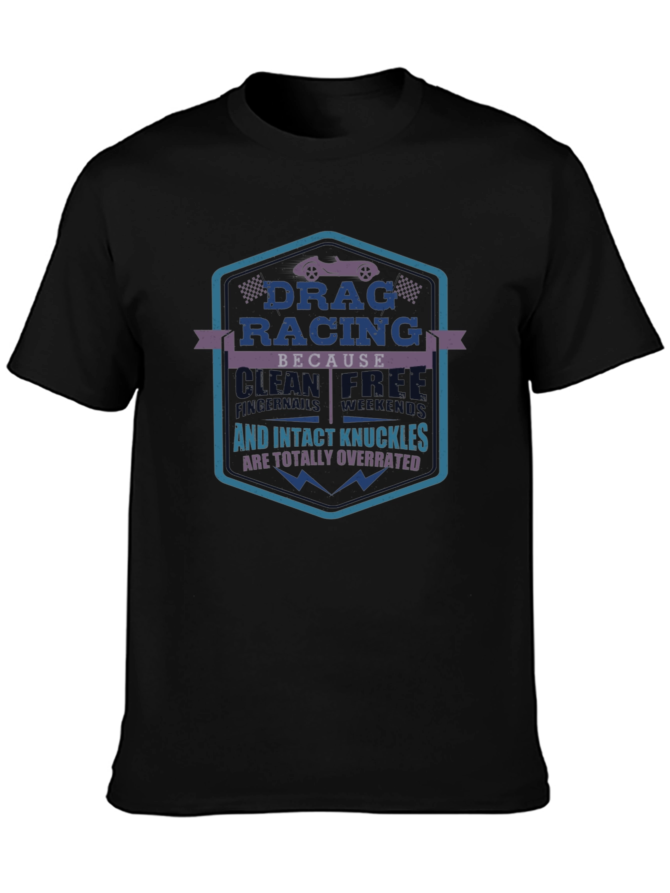 Drag Racing T-Shirt: Wrecked Cars & Intact Knuckles