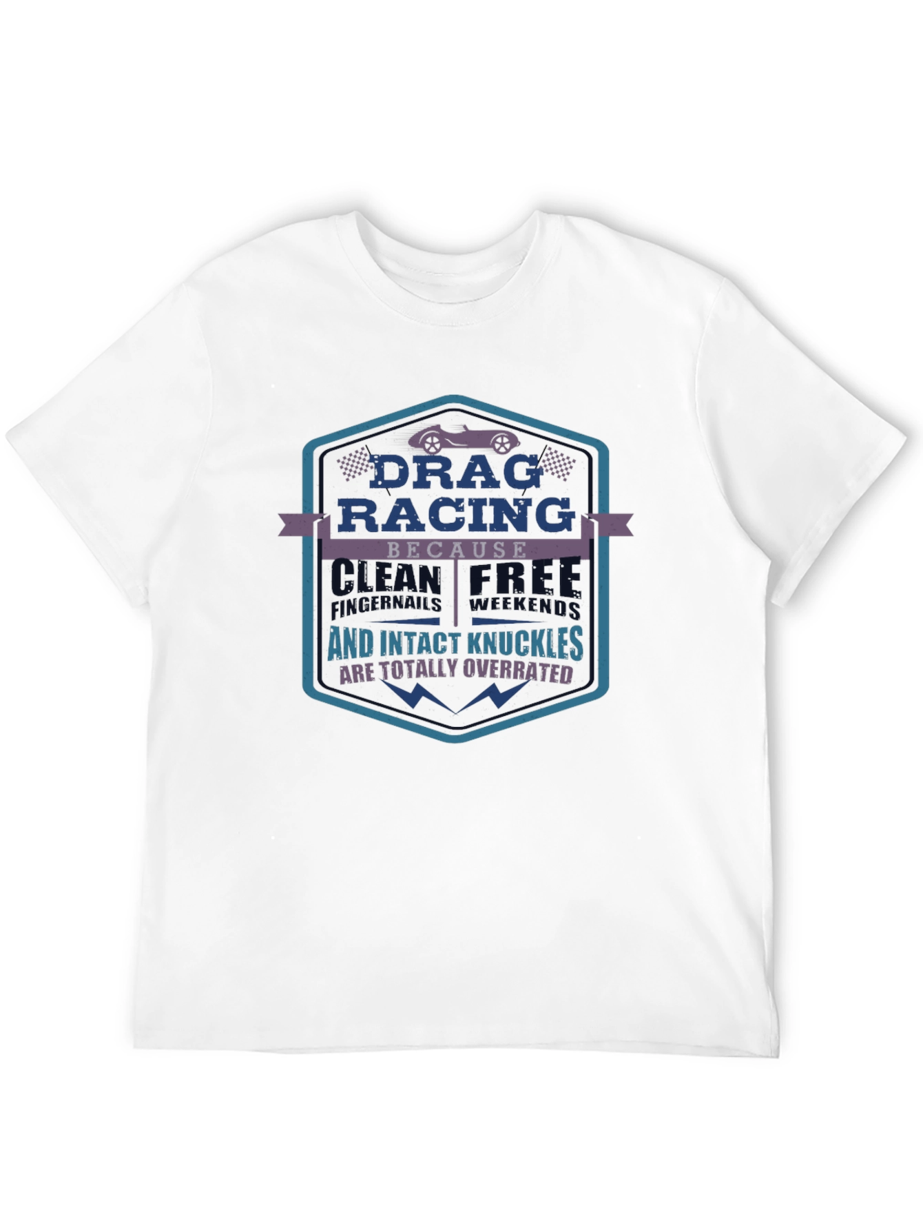 Drag Racing T-Shirt: Wrecked Cars & Intact Knuckles
