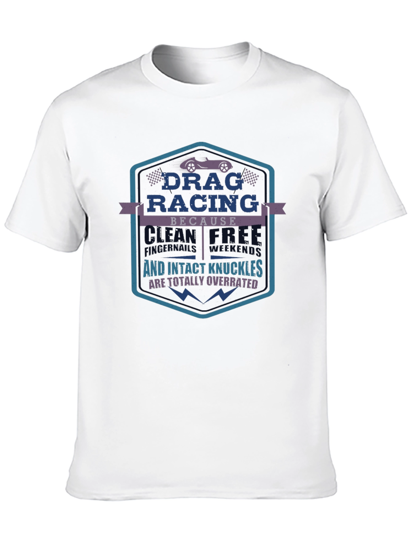 Drag Racing T-Shirt: Wrecked Cars & Intact Knuckles