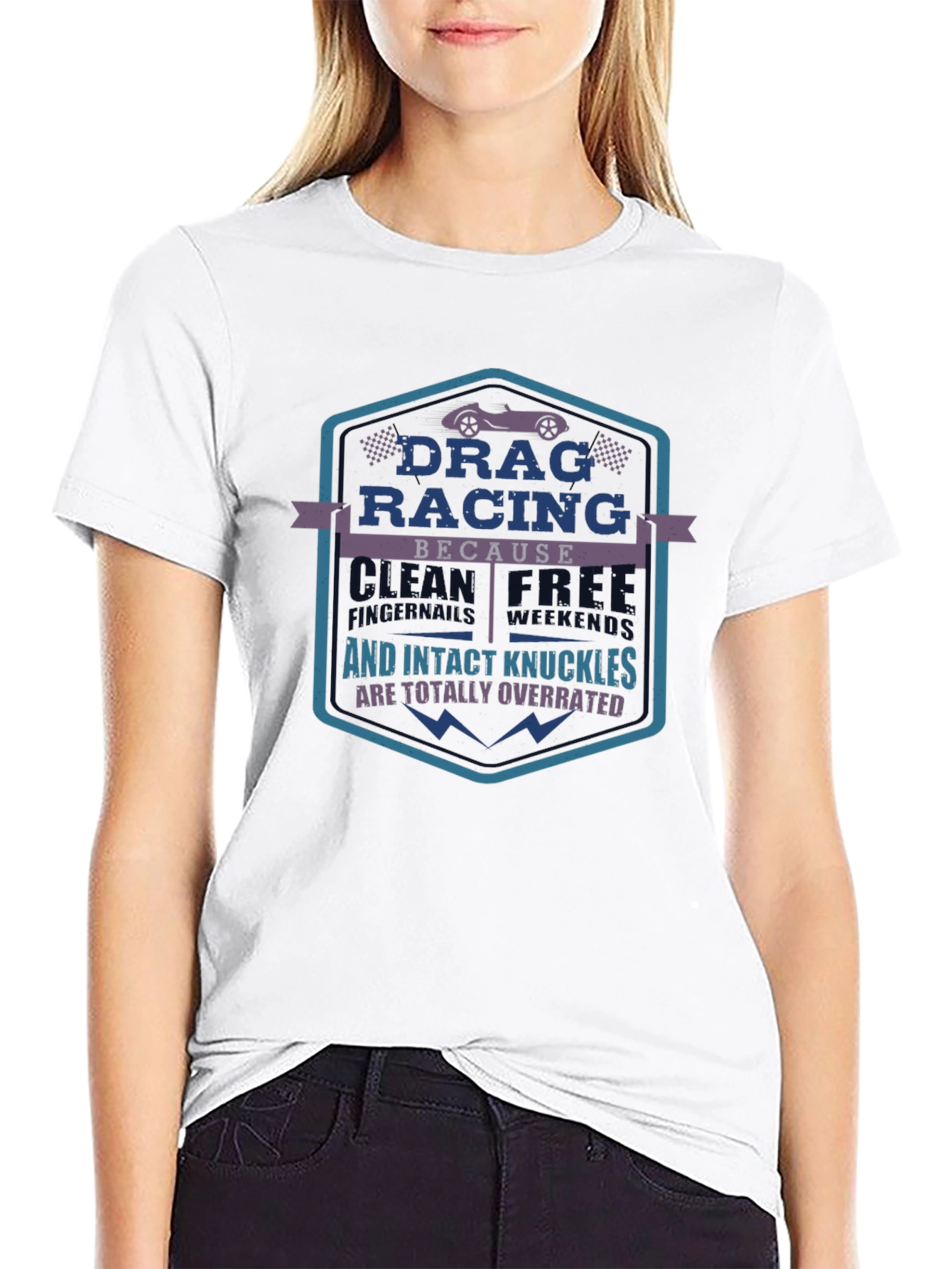 Drag Racing T-Shirt: Wrecked Cars & Intact Knuckles