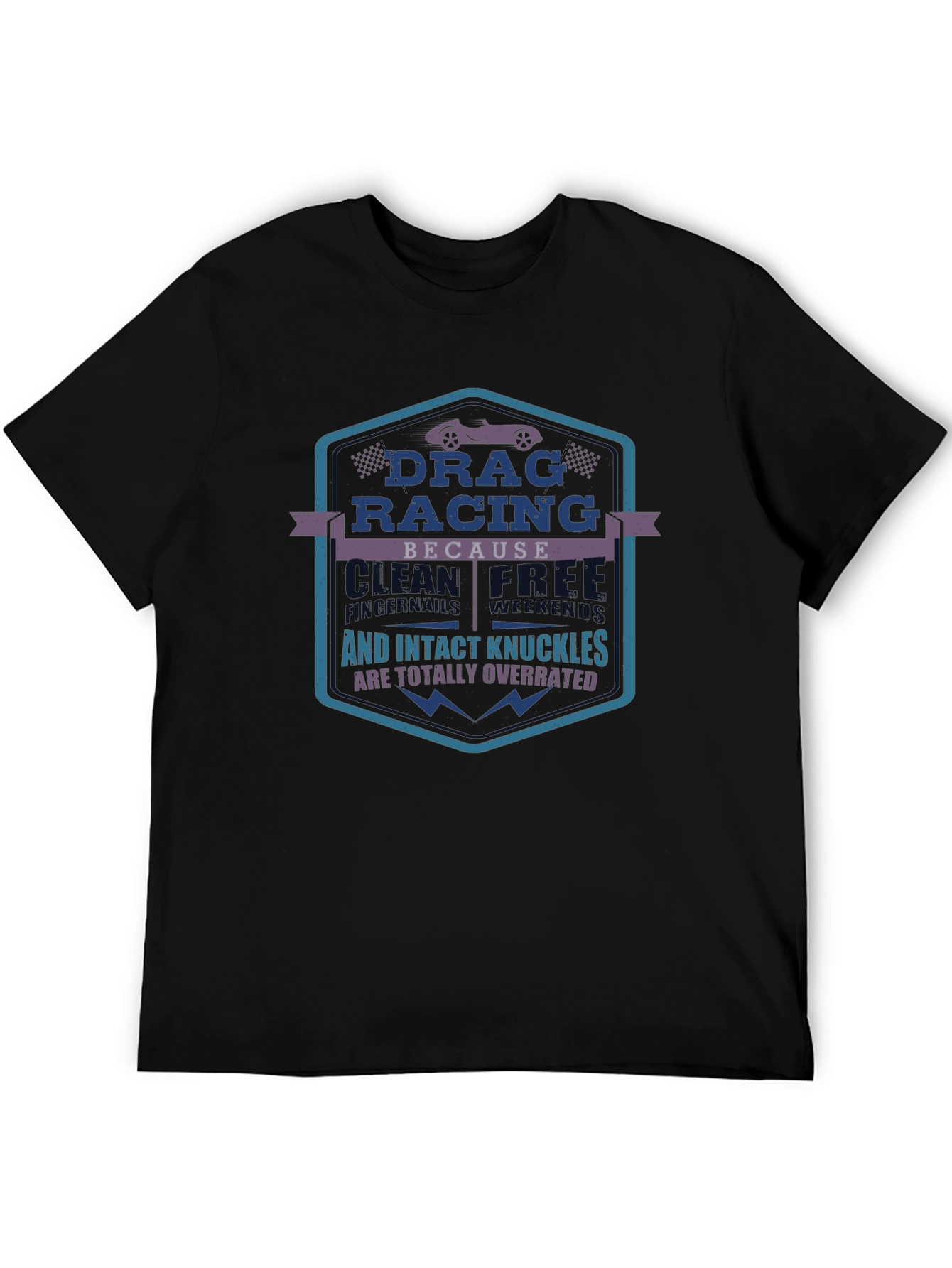 Drag Racing T-Shirt: Wrecked Cars & Intact Knuckles