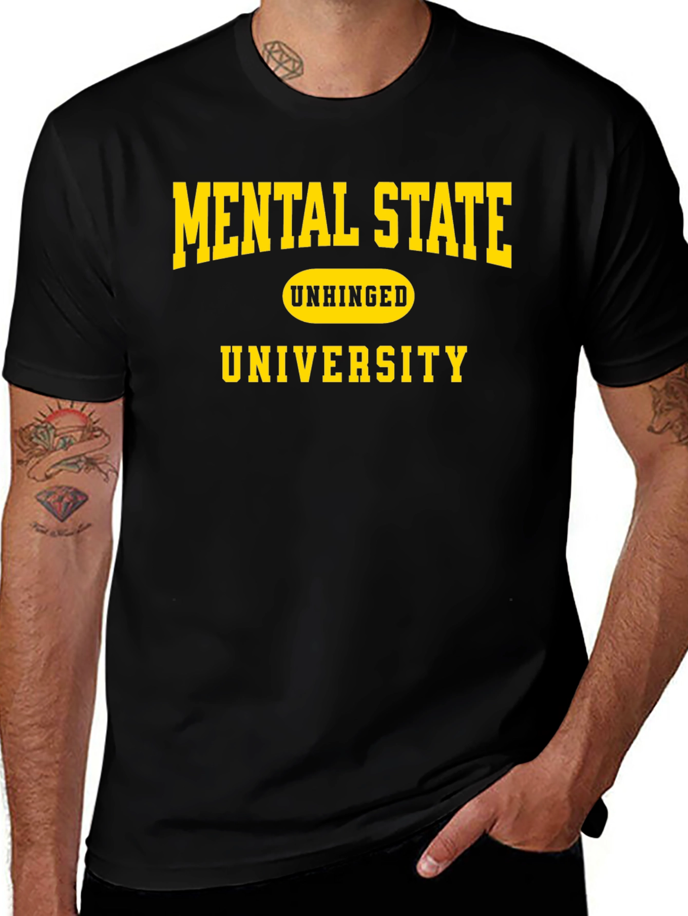 Mental State Unhinged University Black T-Shirt