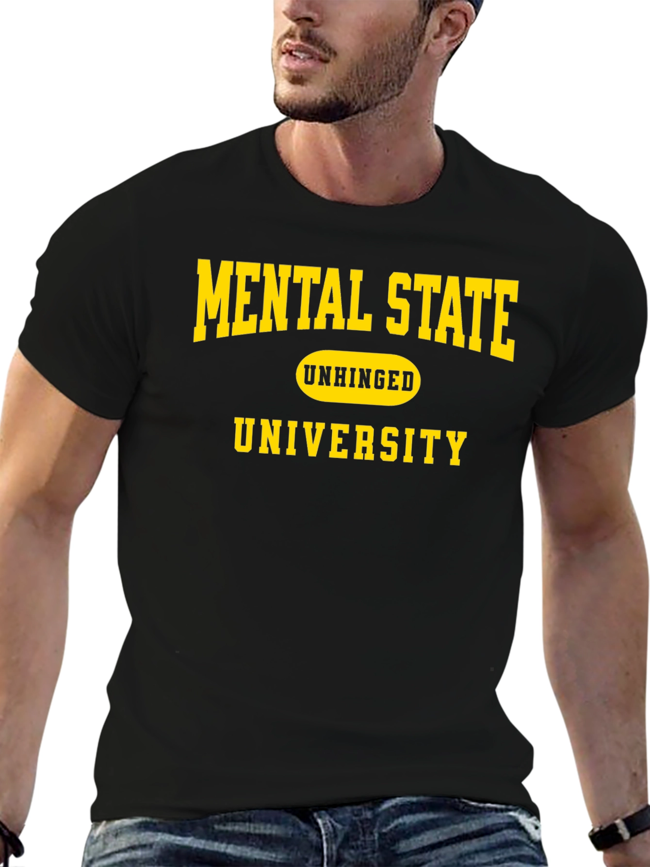 Mental State Unhinged University Black T-Shirt