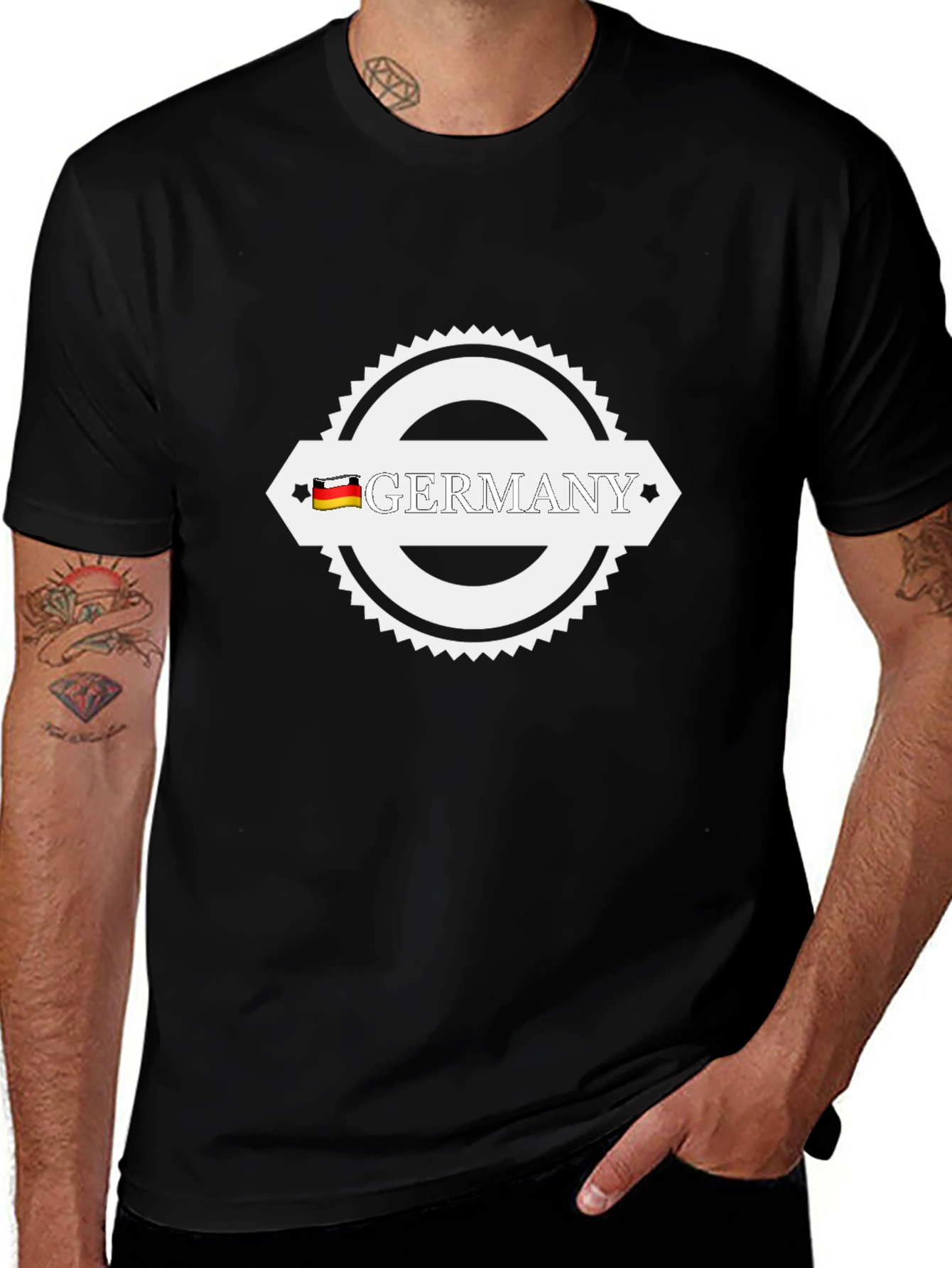 Germany T-Shirt Black Cotton German Flag Graphic Tee
