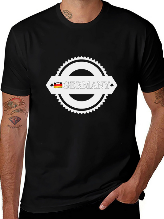 Germany T-Shirt Black Cotton German Flag Graphic Tee