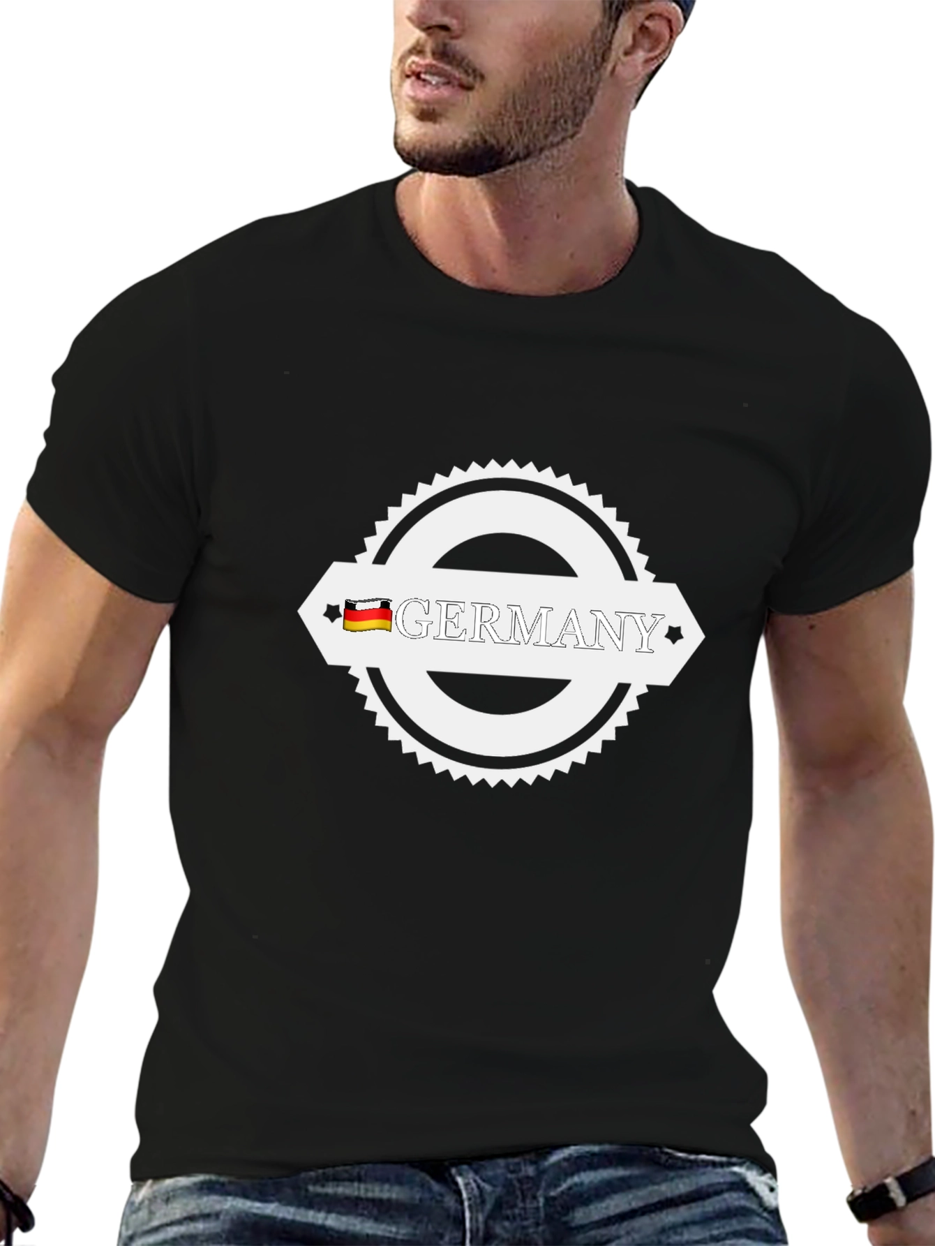 Germany T-Shirt Black Cotton German Flag Graphic Tee