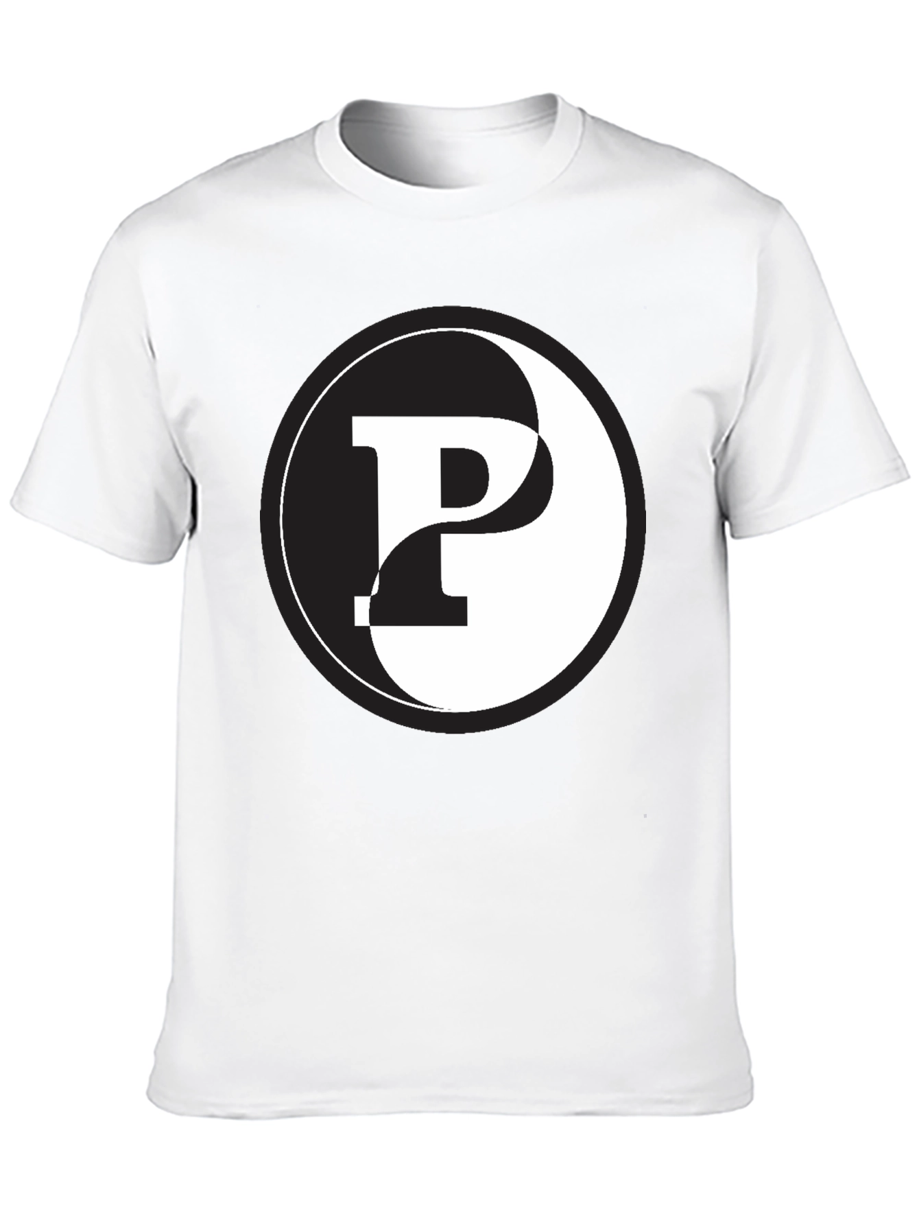 Yin Yang Letter P T-Shirt - Black