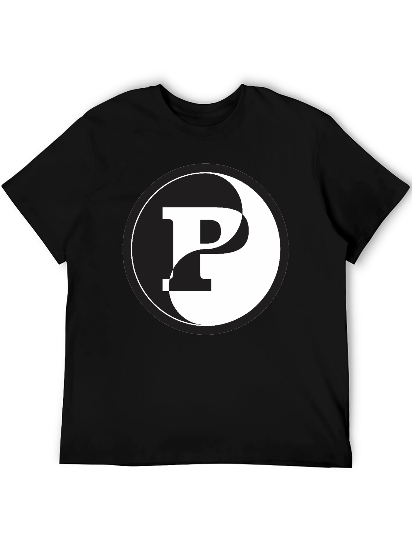 Yin Yang Letter P T-Shirt - Black