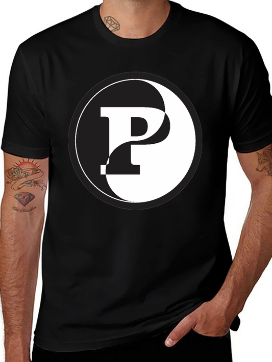 Yin Yang Letter P T-Shirt - Black
