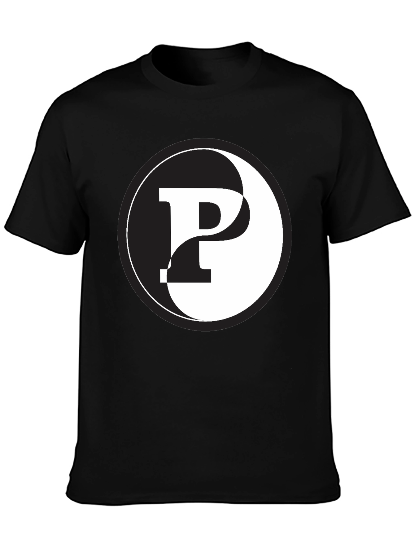Yin Yang Letter P T-Shirt - Black