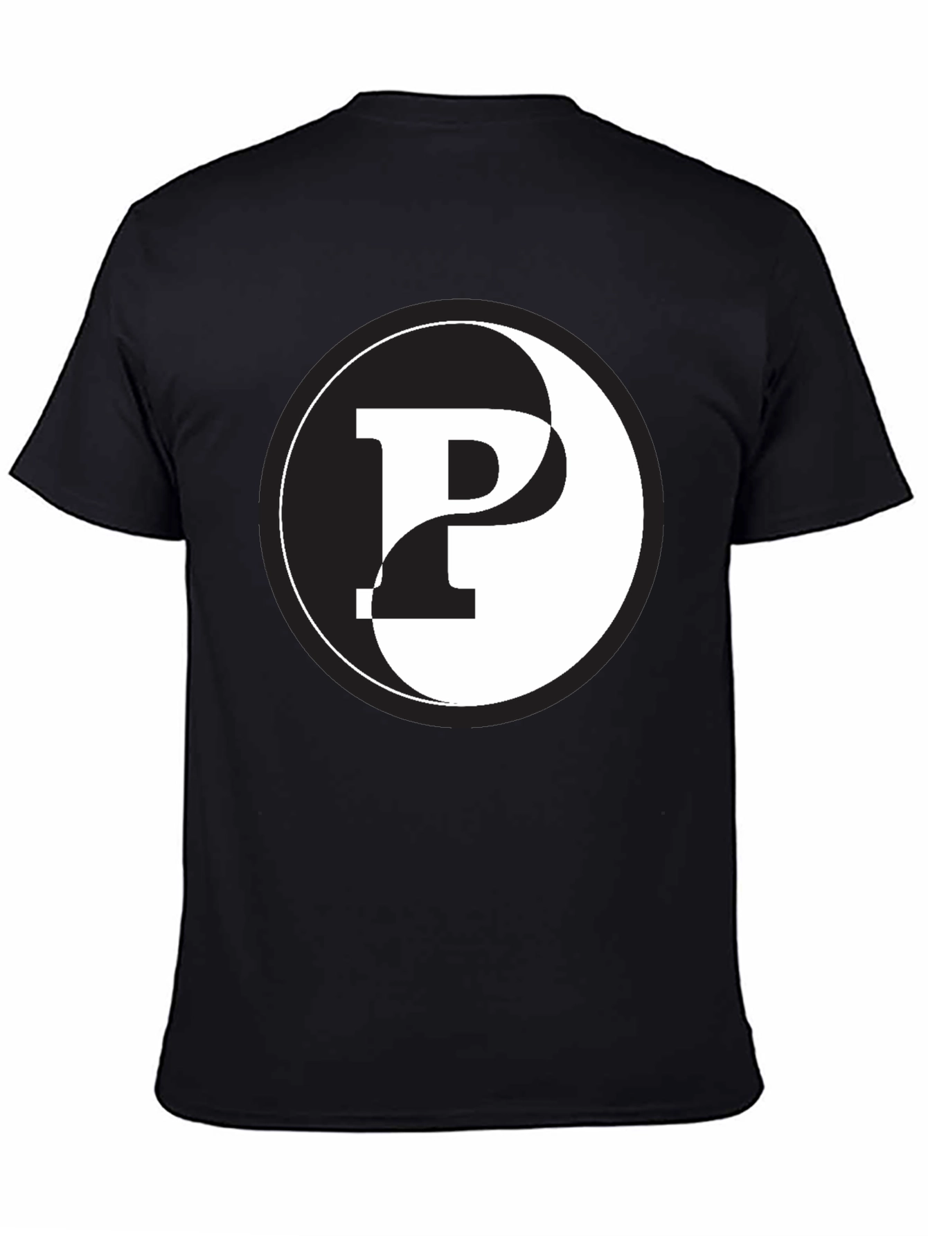 Yin Yang Letter P T-Shirt - Black