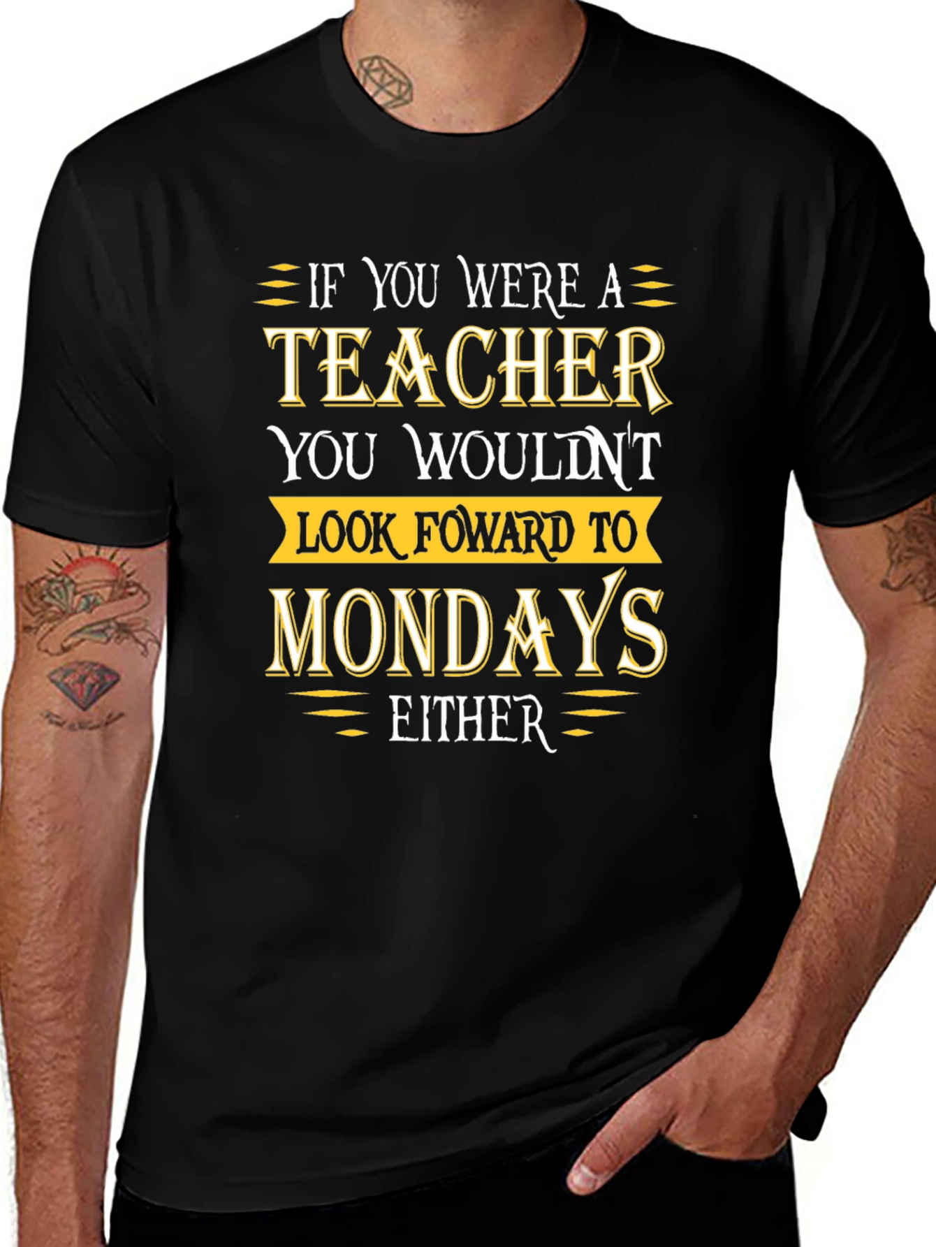 Teacher Mondays Graphic Tee - Black Cotton Blend T-Shirt