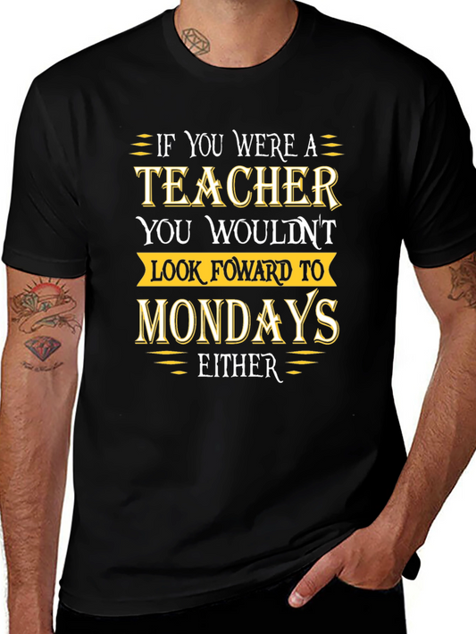 Teacher Mondays Graphic Tee - Black Cotton Blend T-Shirt