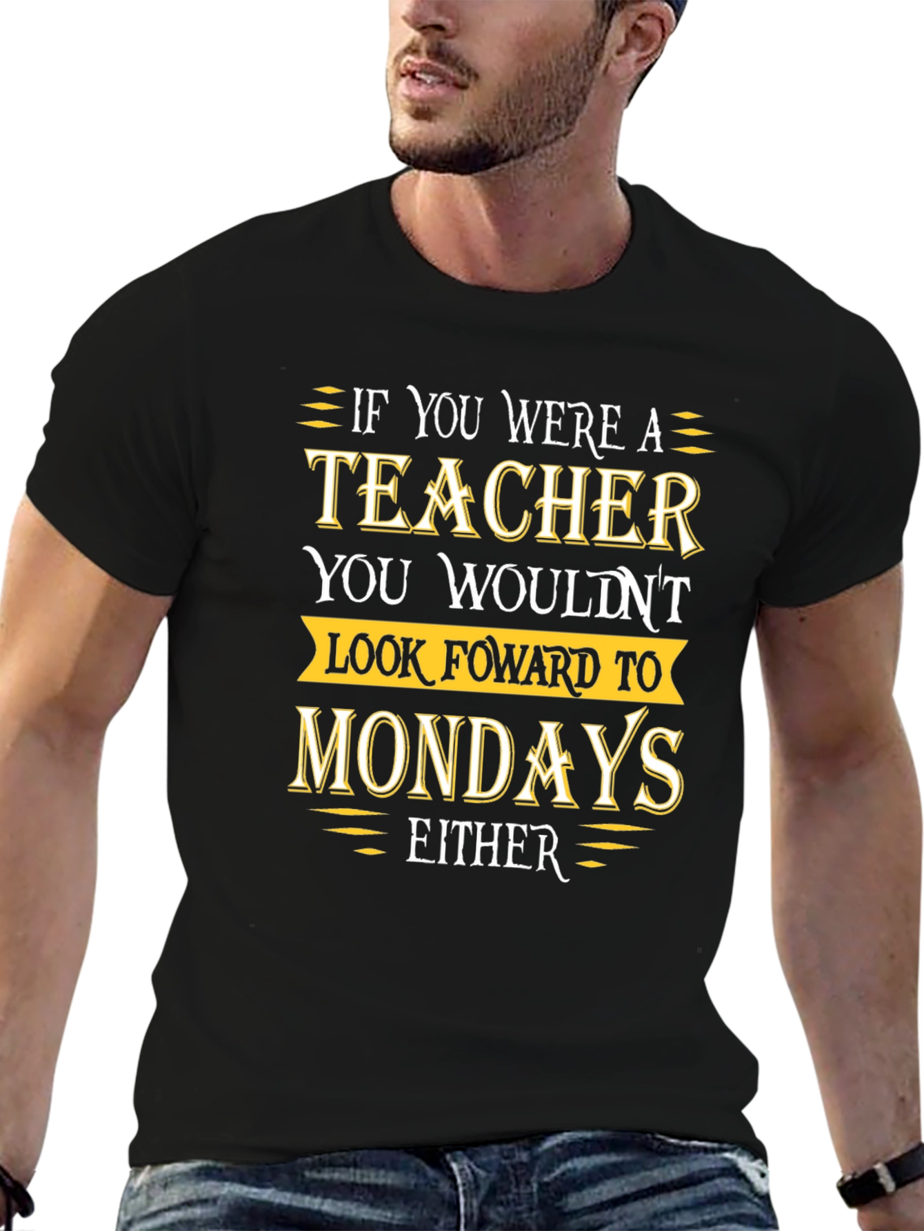 Teacher Mondays Graphic Tee - Black Cotton Blend T-Shirt