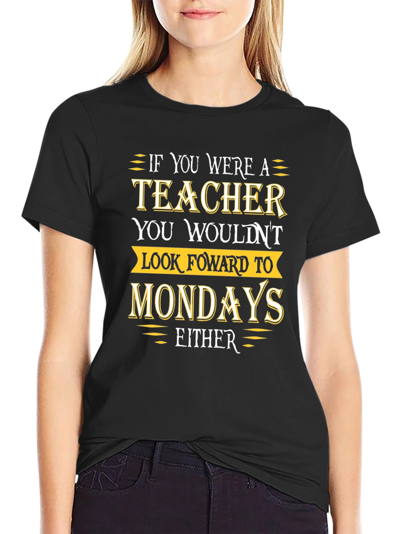 Teacher Mondays Graphic Tee - Black Cotton Blend T-Shirt