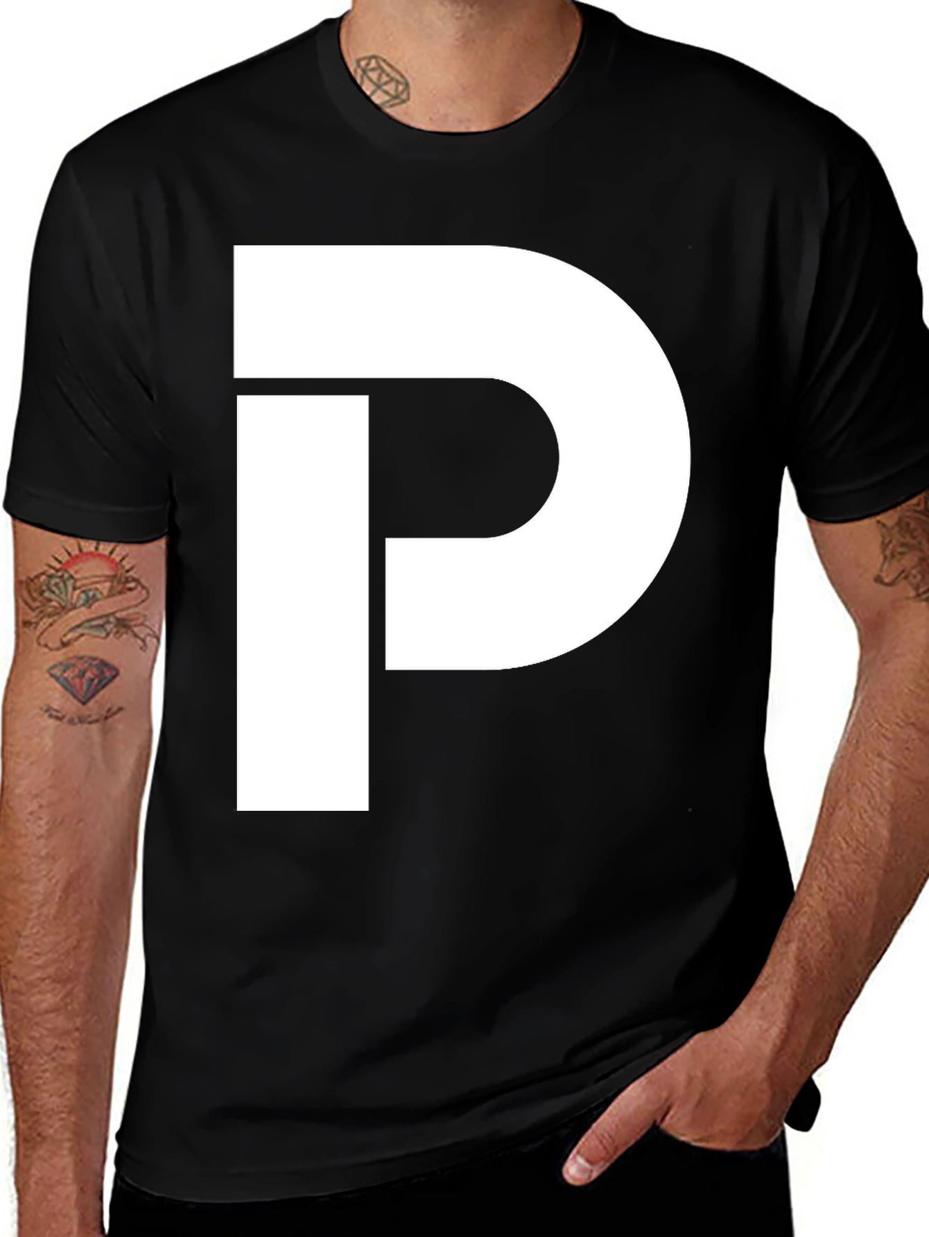 Bold P Graphic Tee - Black Casual Comfort