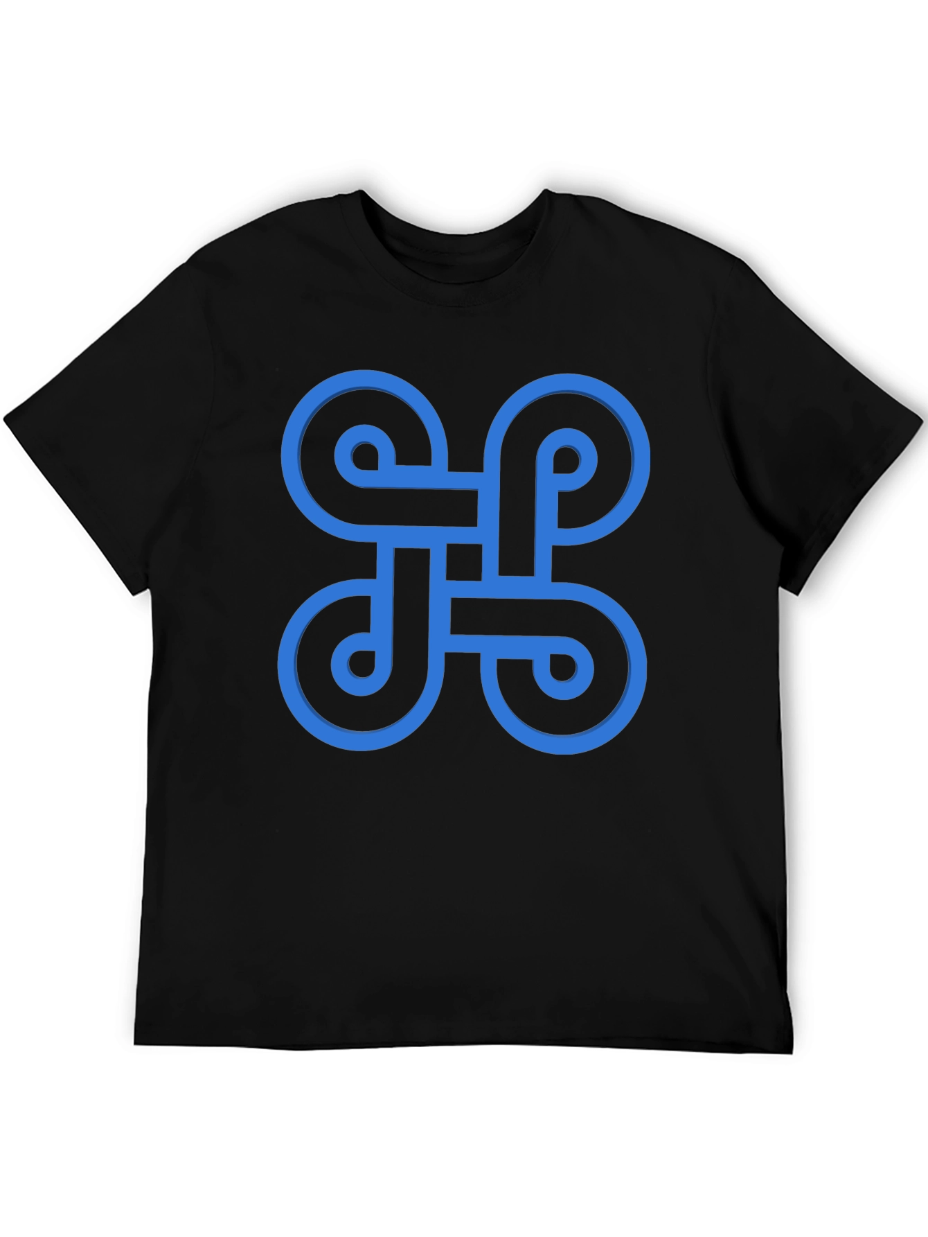 Geometric Pattern Black Cotton T-Shirt