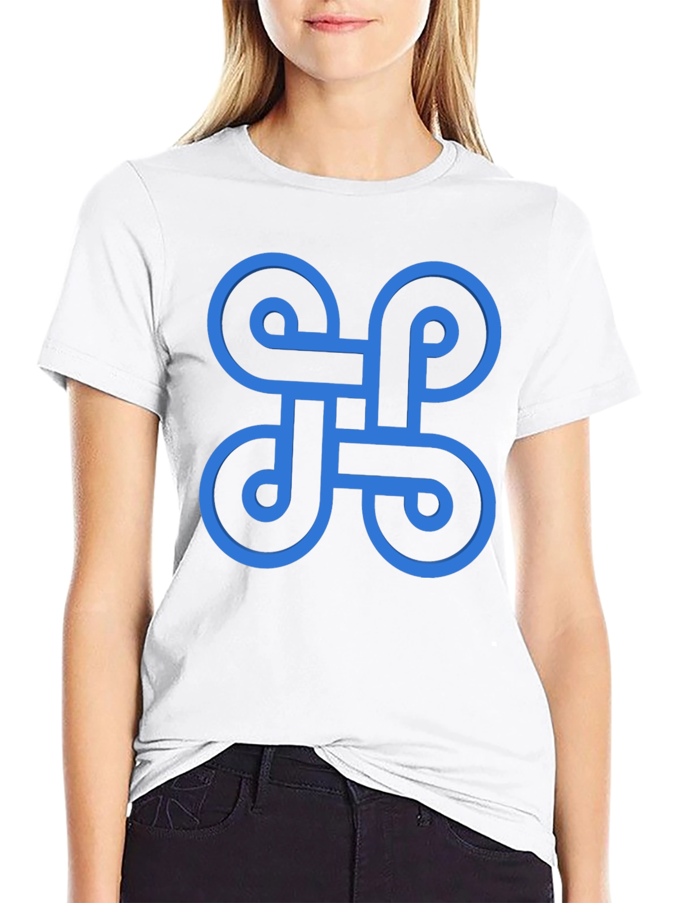 Geometric Pattern Black Cotton T-Shirt